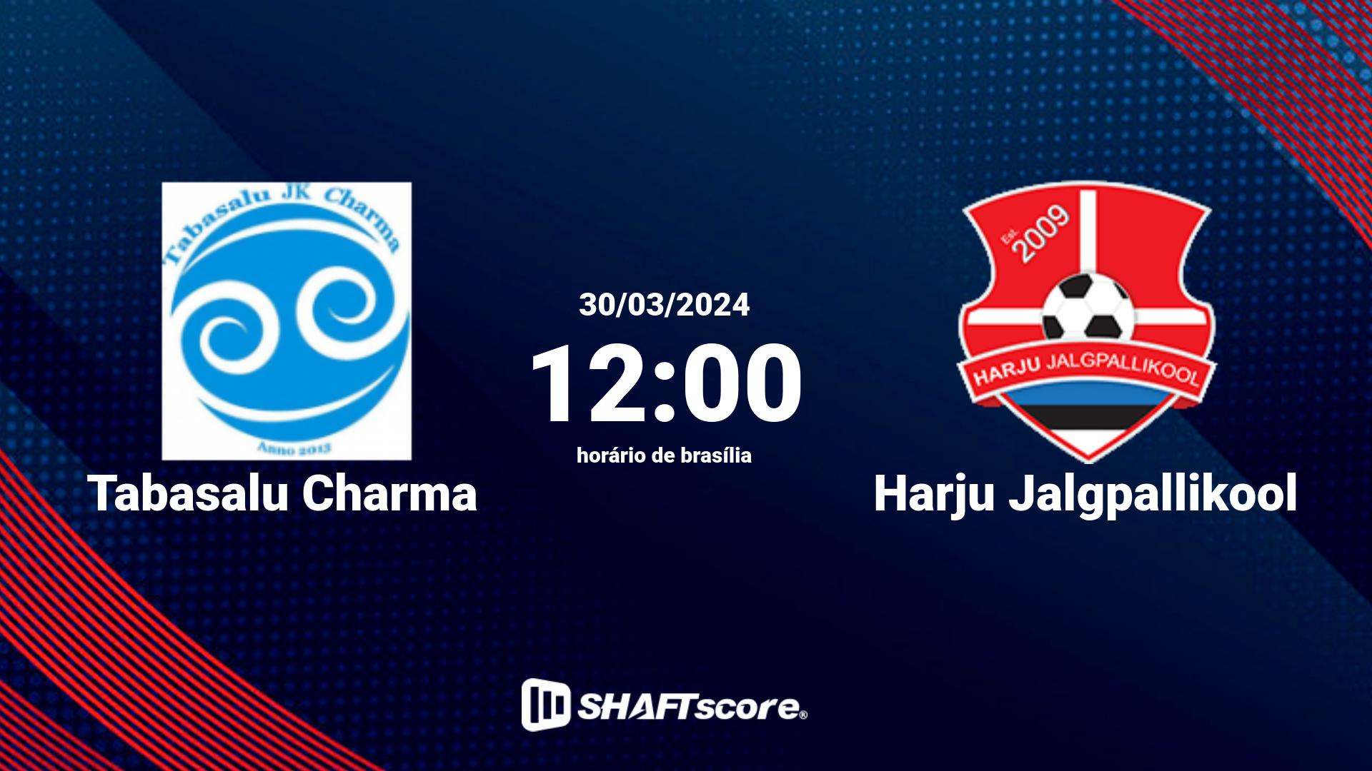 Estatísticas do jogo Tabasalu Charma vs Harju Jalgpallikool 30.03 12:00