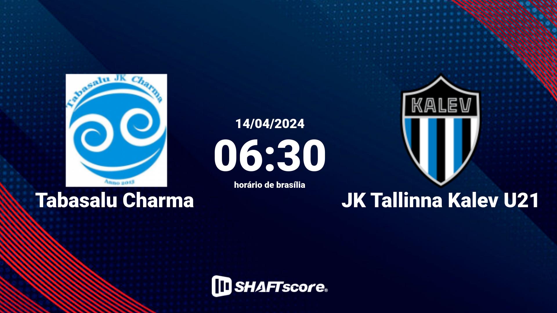 Estatísticas do jogo Tabasalu Charma vs JK Tallinna Kalev U21 14.04 06:30