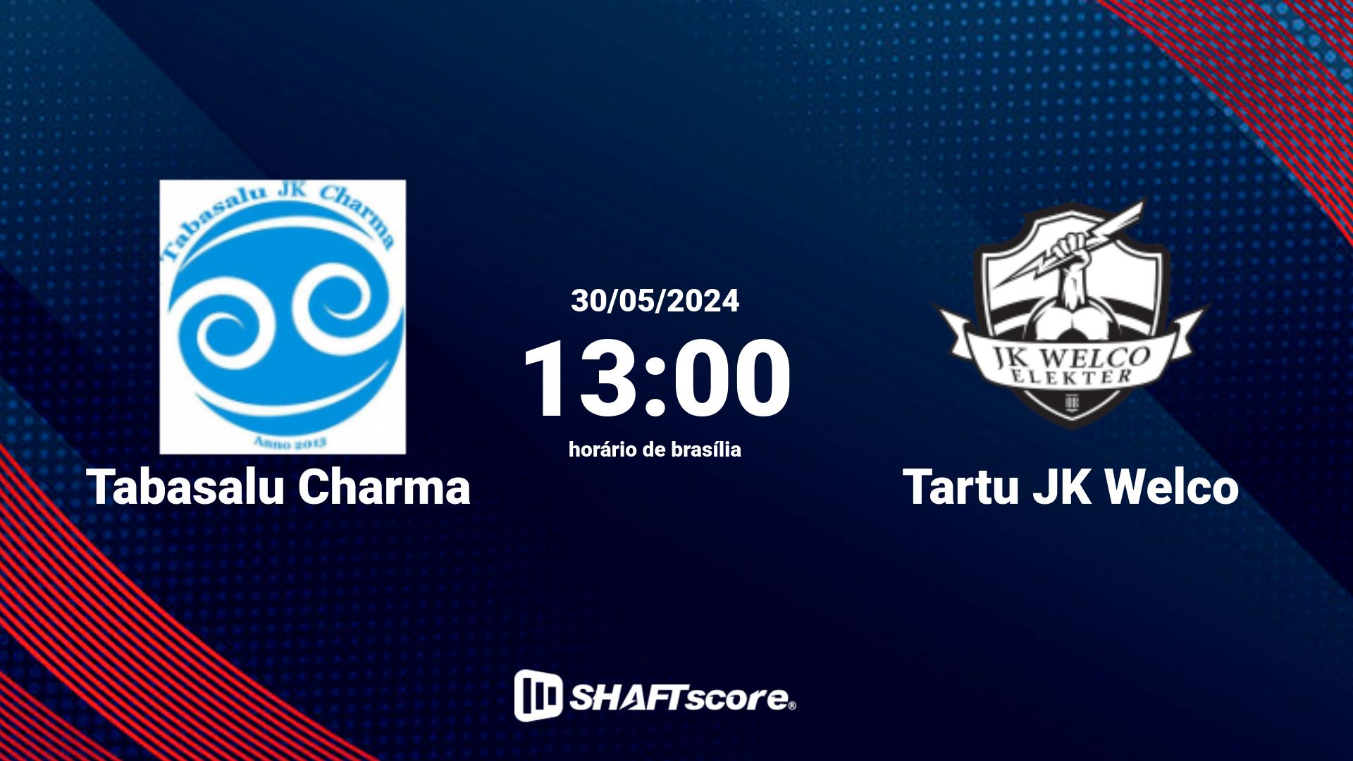 Estatísticas do jogo Tabasalu Charma vs Tartu JK Welco 30.05 13:00