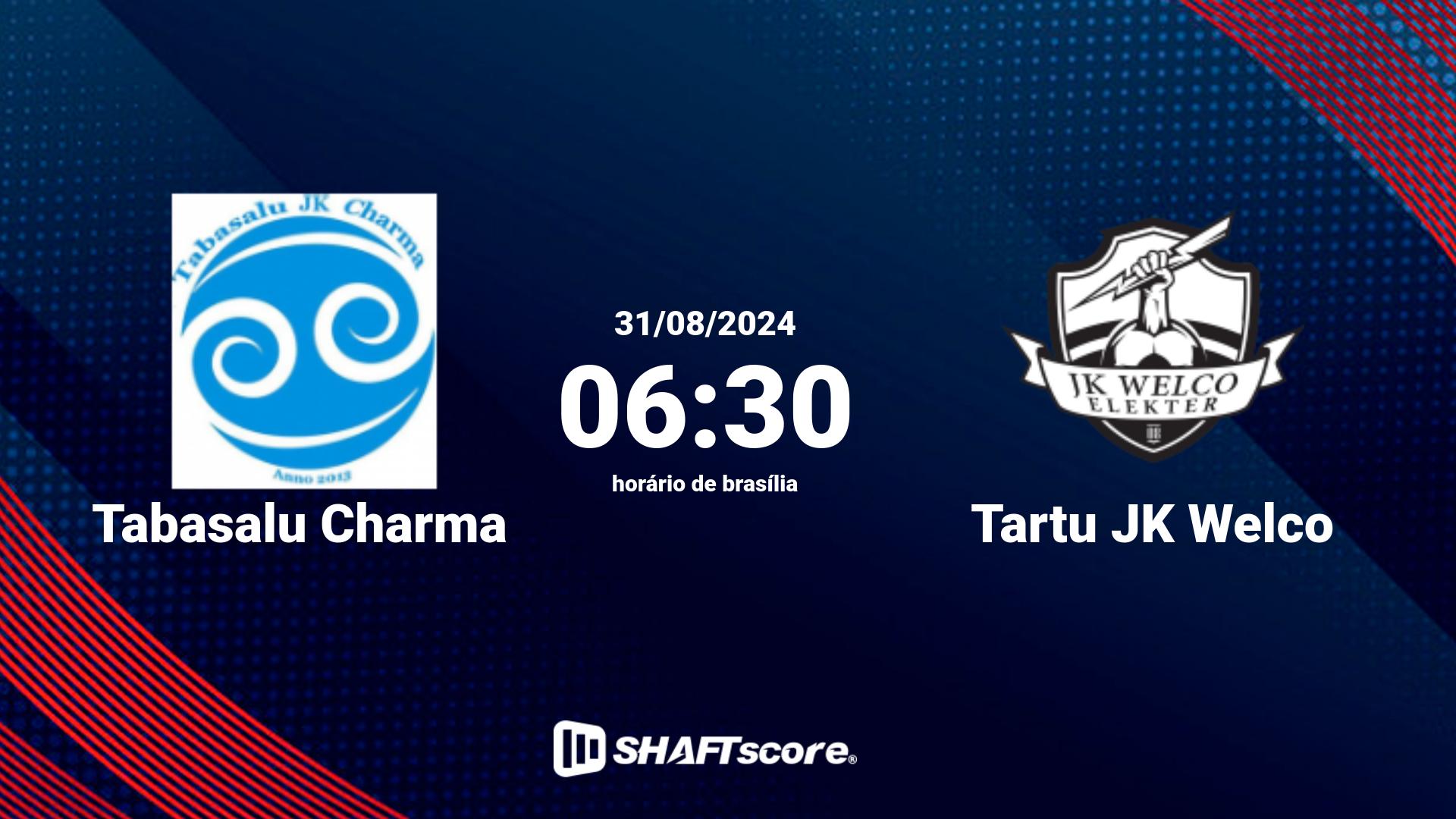 Estatísticas do jogo Tabasalu Charma vs Tartu JK Welco 31.08 06:30