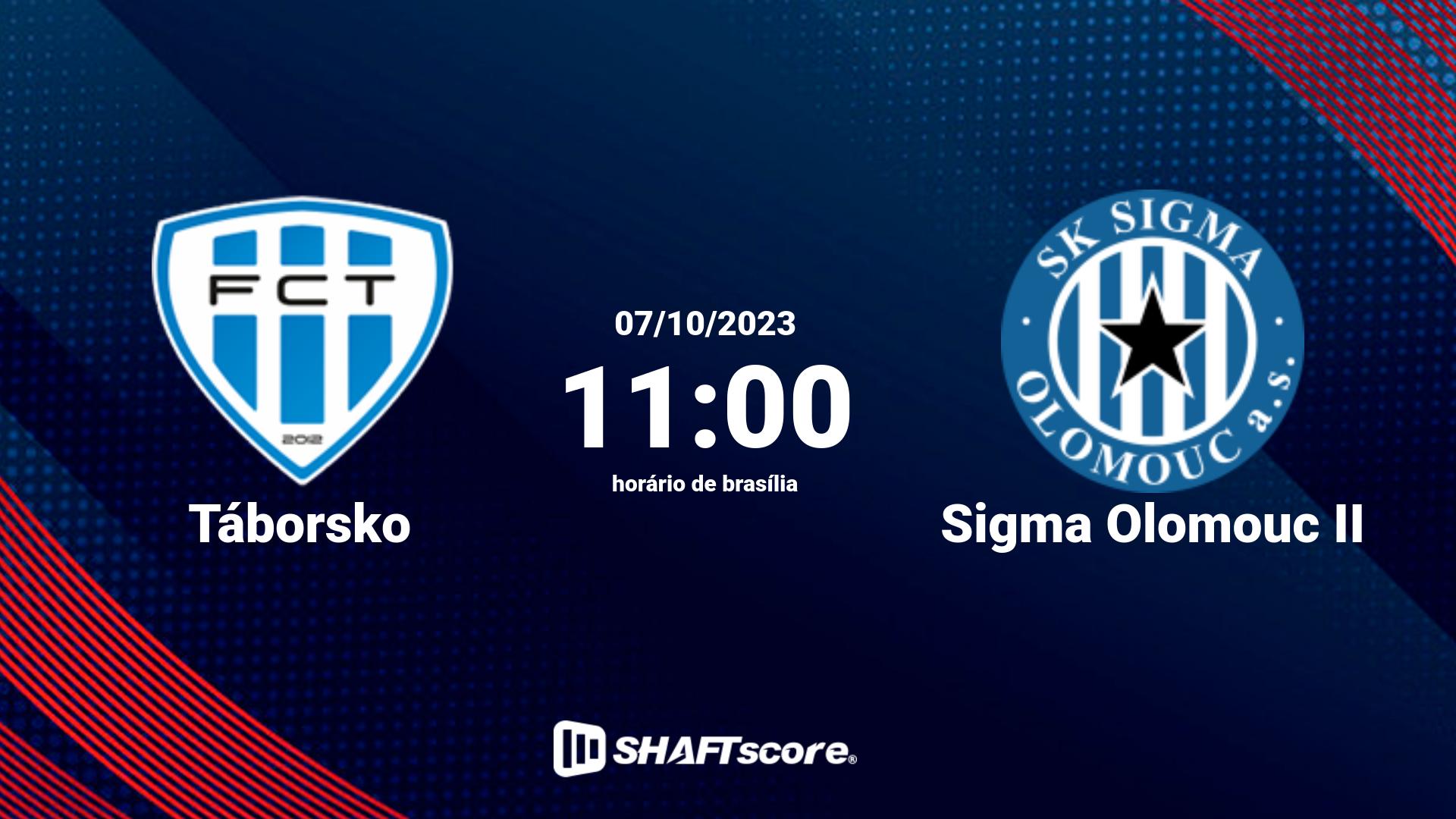 Estatísticas do jogo Táborsko vs Sigma Olomouc II 07.10 11:00