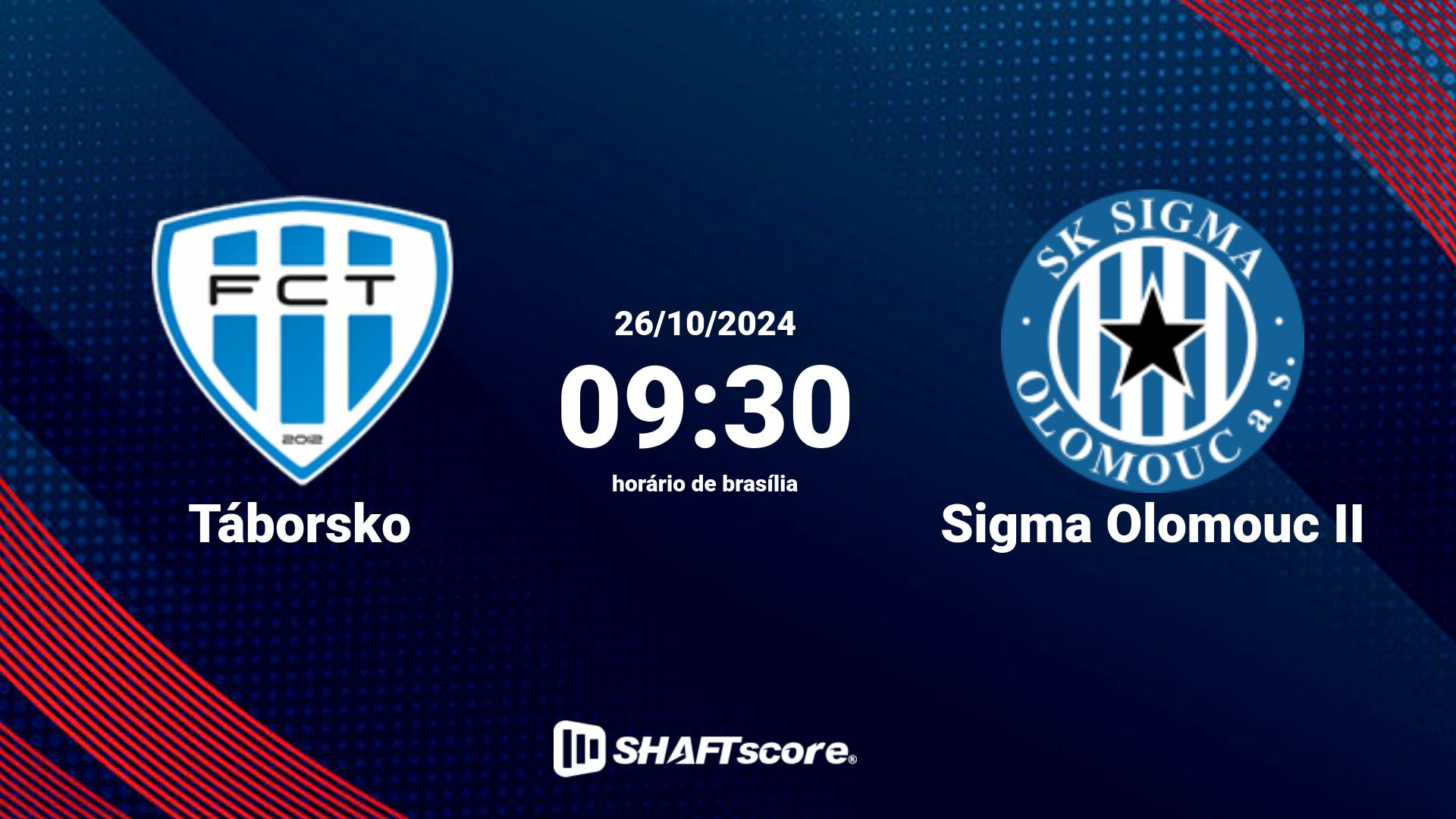 Estatísticas do jogo Táborsko vs Sigma Olomouc II 26.10 08:30