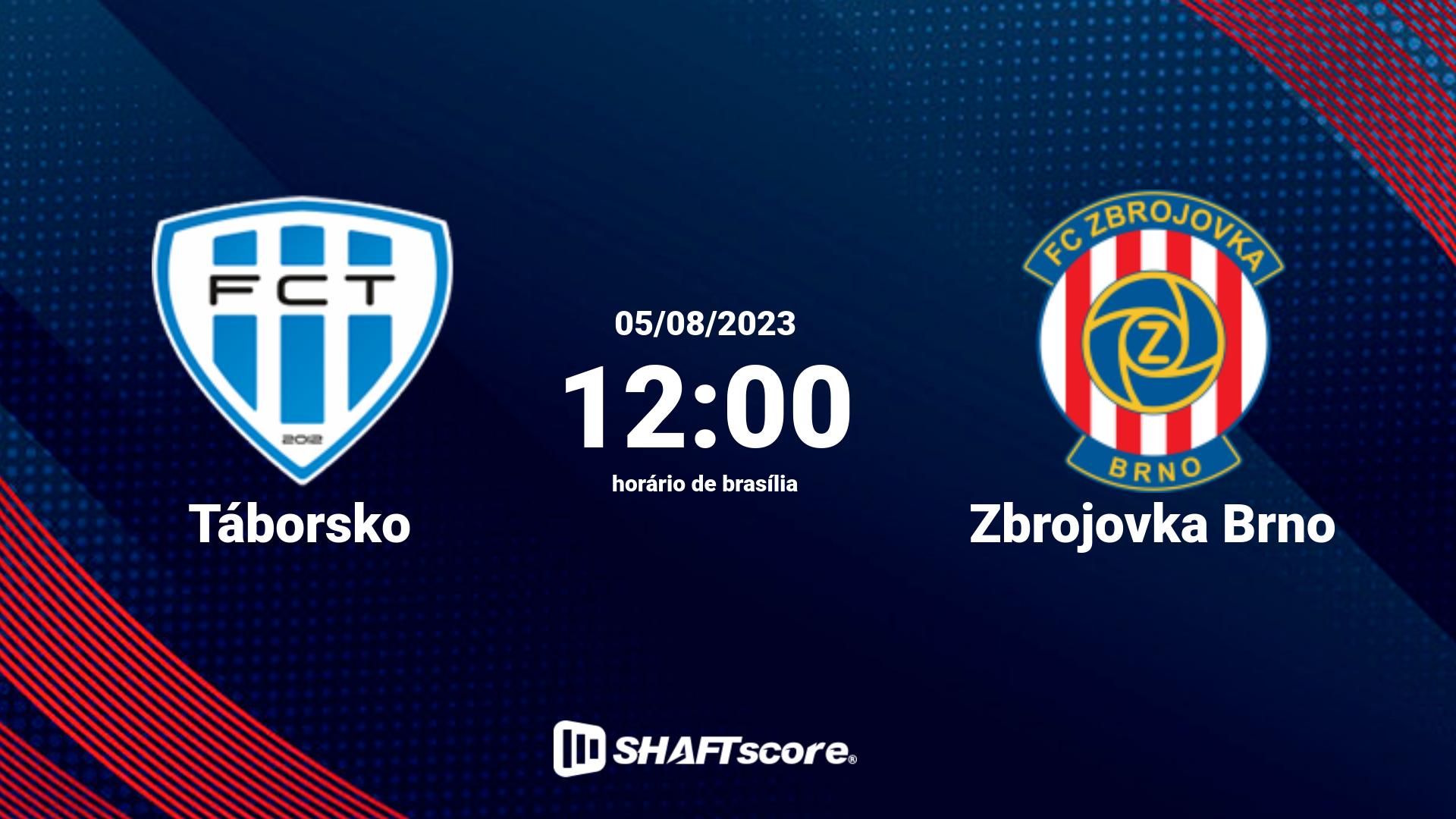 Estatísticas do jogo Táborsko vs Zbrojovka Brno 05.08 12:00