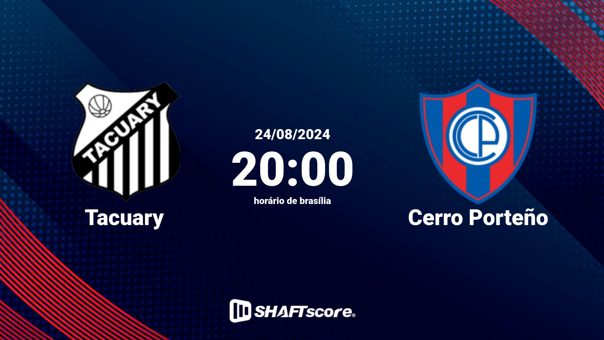 Estatísticas do jogo Tacuary vs Cerro Porteño 24.08 20:00