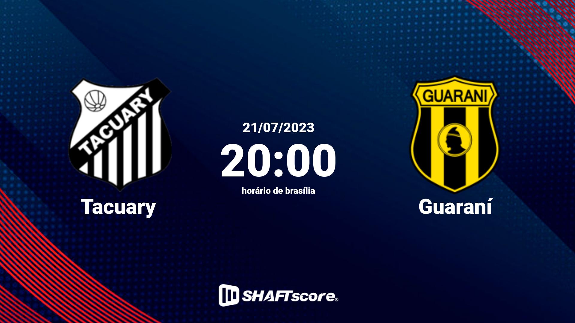 Estatísticas do jogo Tacuary vs Guaraní 21.07 20:00