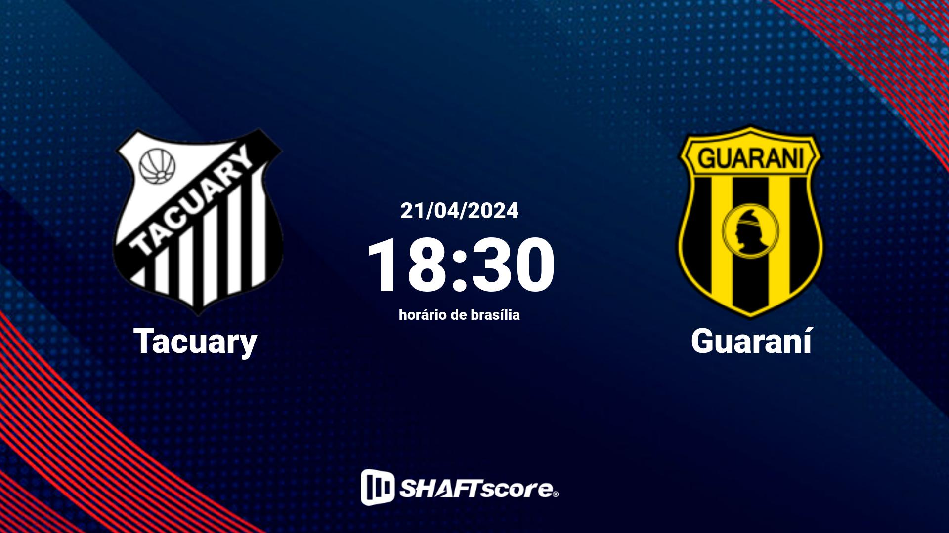 Estatísticas do jogo Tacuary vs Guaraní 21.04 18:30