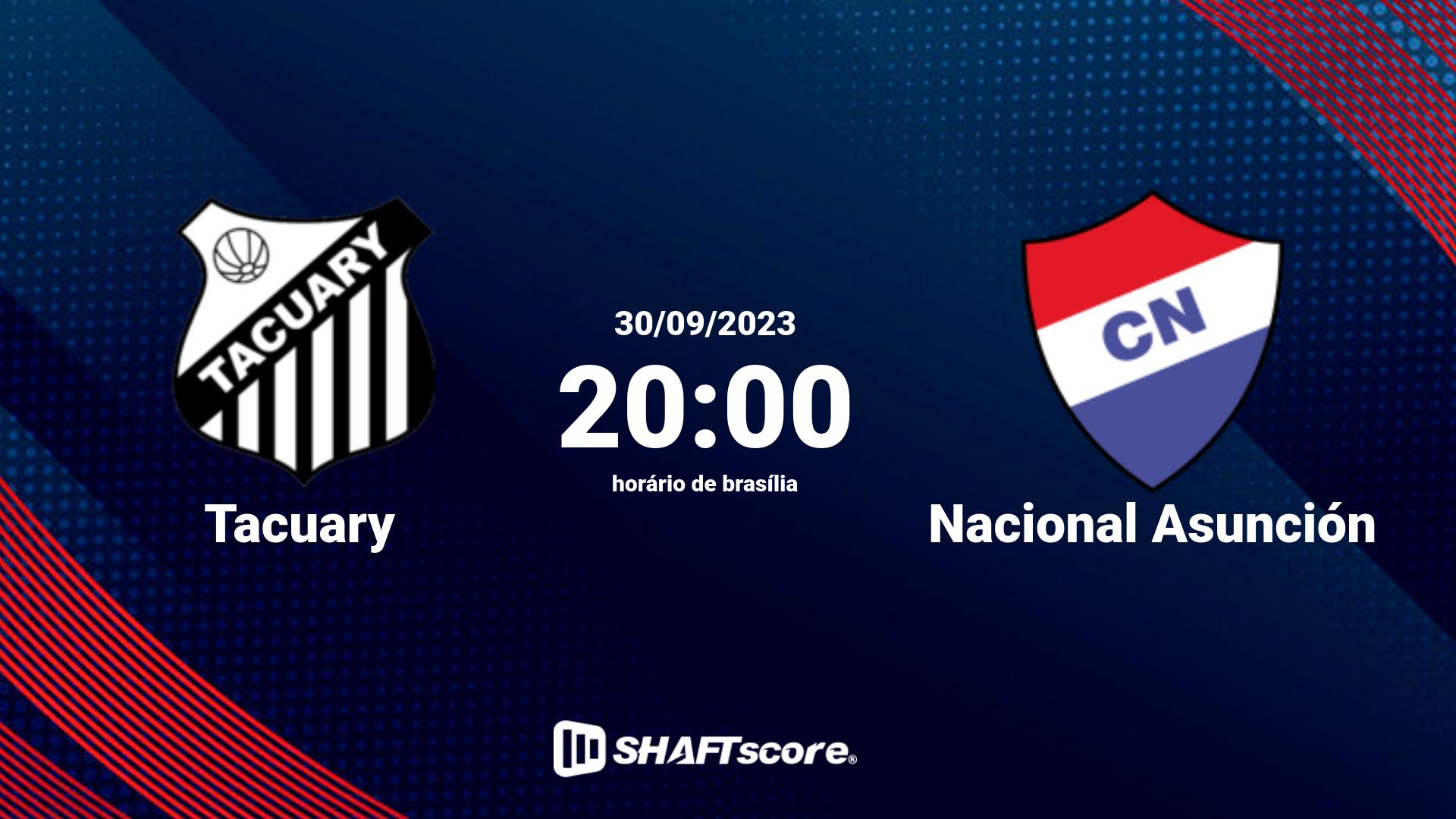 Estatísticas do jogo Tacuary vs Nacional Asunción 30.09 20:00