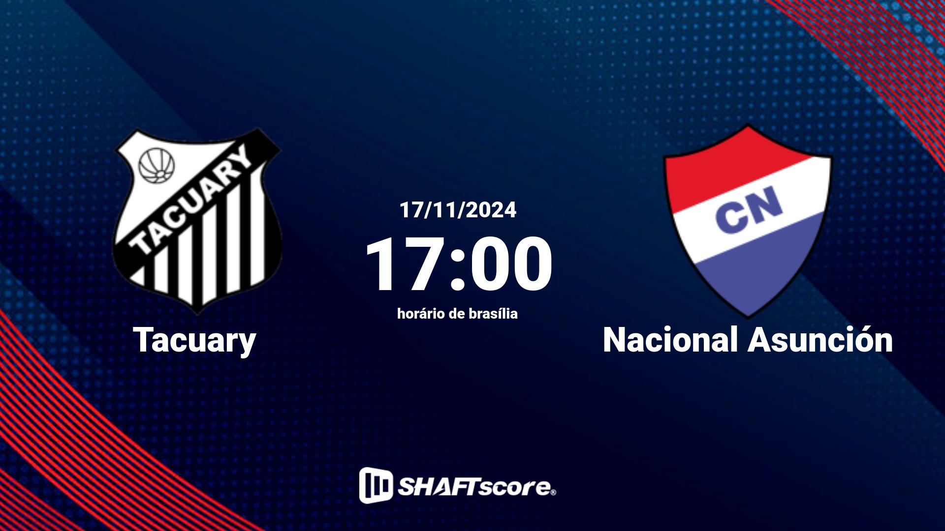 Estatísticas do jogo Tacuary vs Nacional Asunción 17.11 17:00