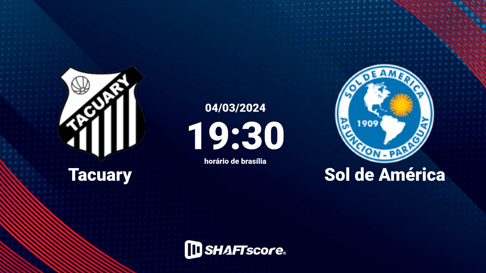 Estatísticas do jogo Tacuary vs Sol de América 04.03 19:30