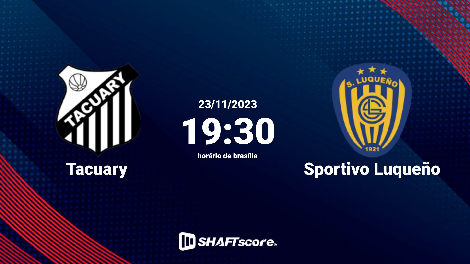 Estatísticas do jogo Tacuary vs Sportivo Luqueño 23.11 19:30