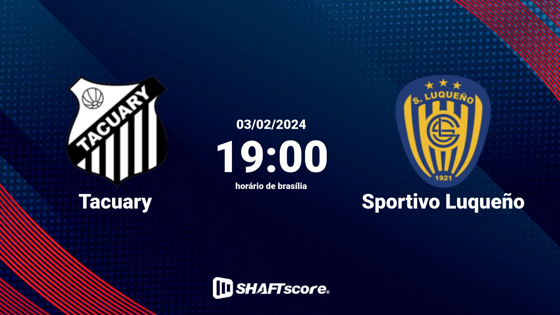 Estatísticas do jogo Tacuary vs Sportivo Luqueño 03.02 19:00