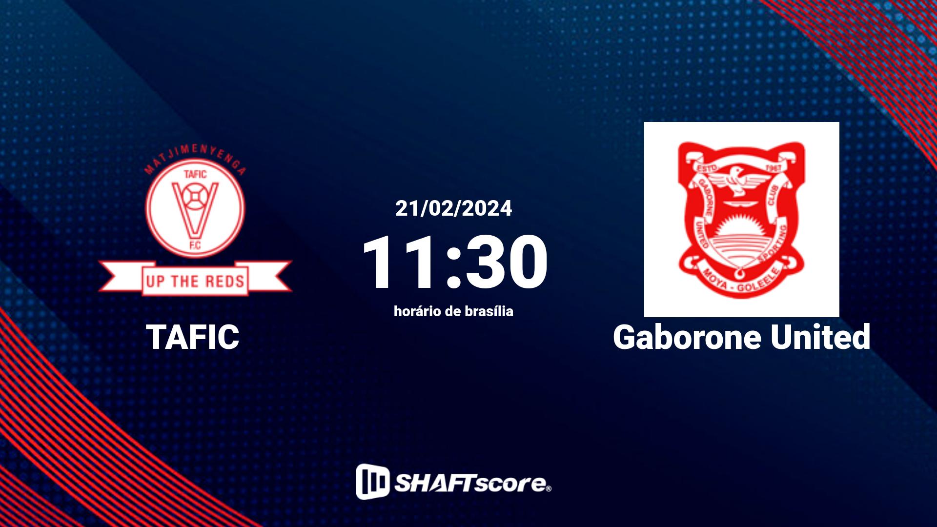 Estatísticas do jogo TAFIC vs Gaborone United 21.02 11:30