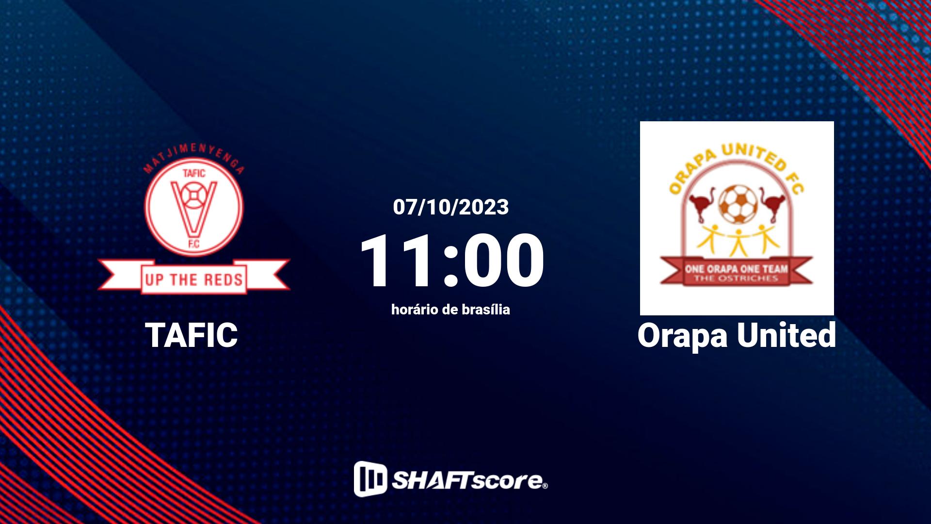 Estatísticas do jogo TAFIC vs Orapa United 07.10 11:00