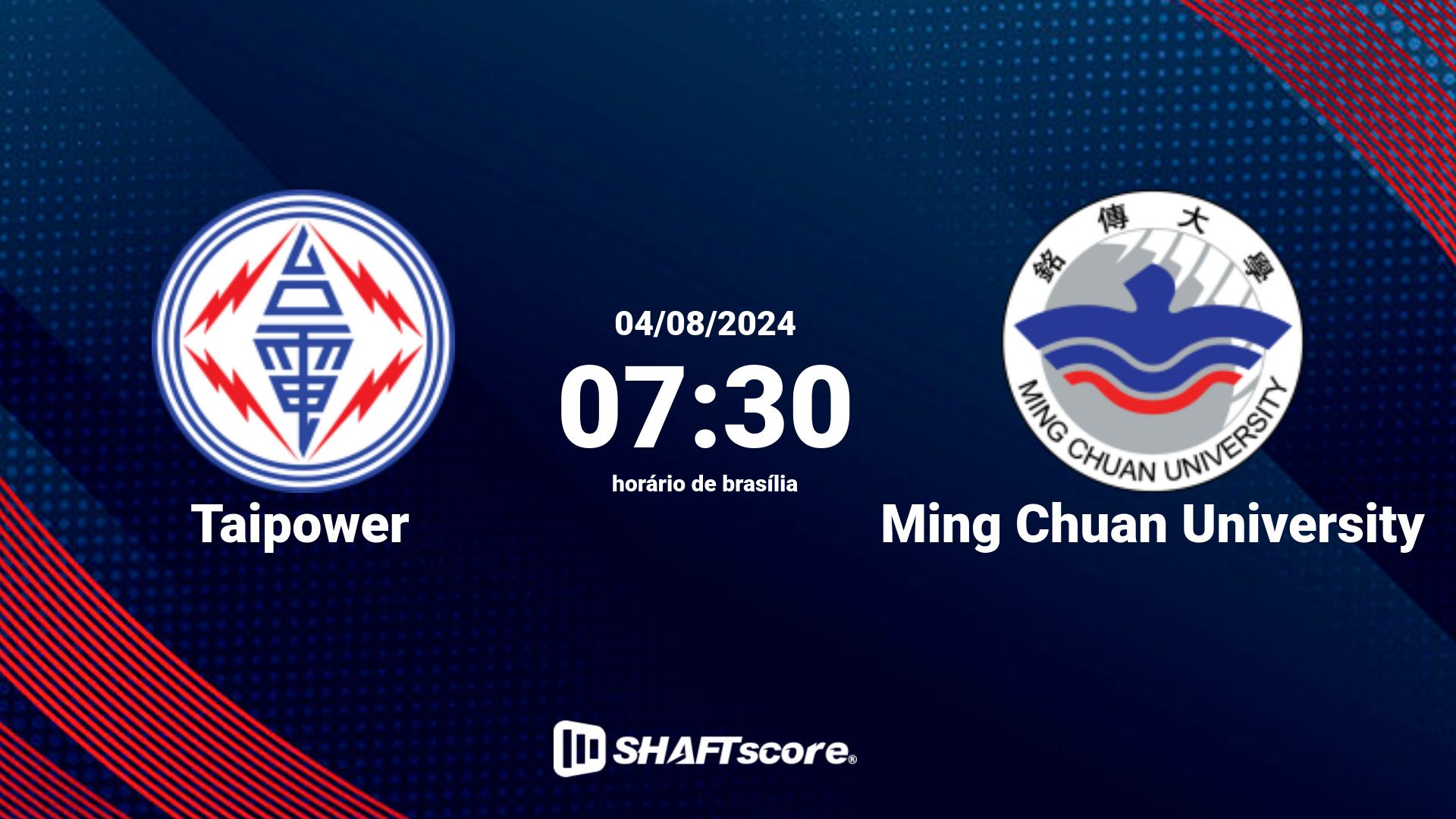 Estatísticas do jogo Taipower vs Ming Chuan University 04.08 07:30