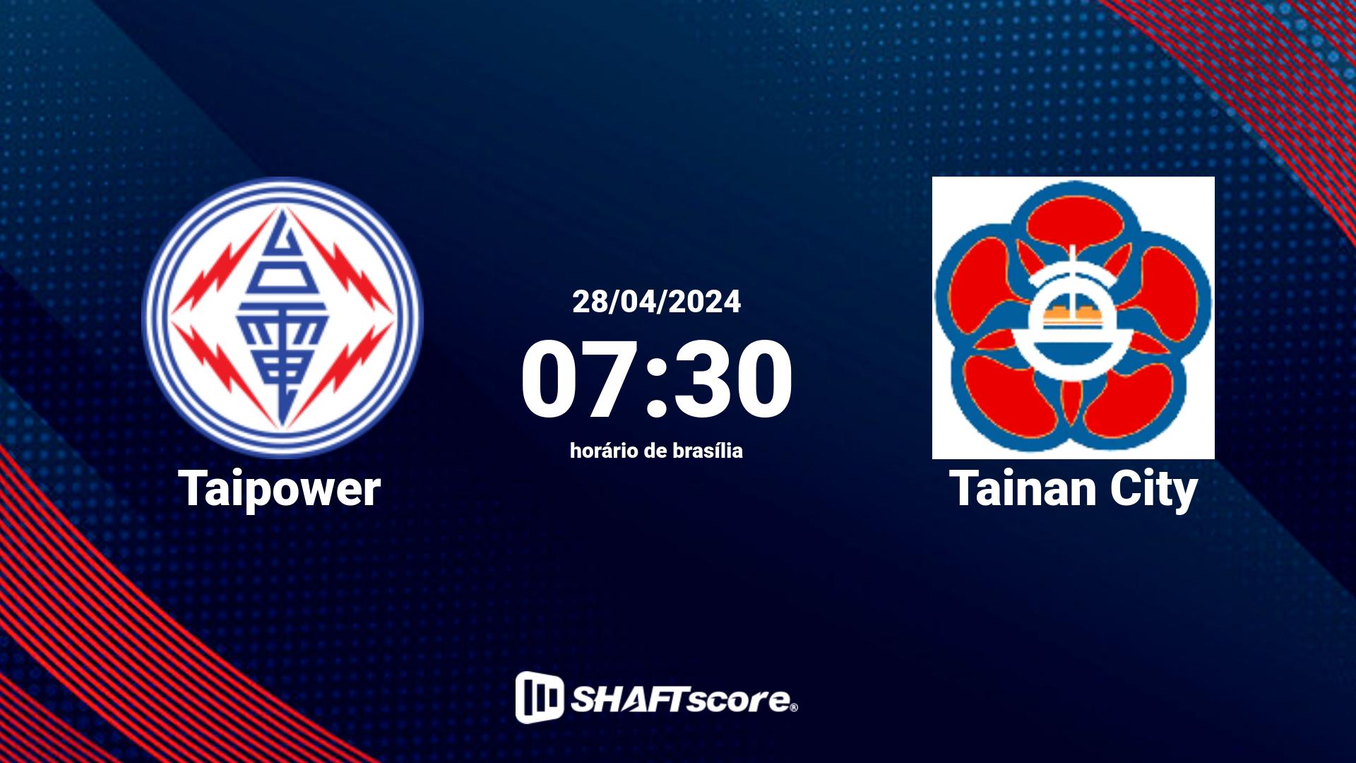 Estatísticas do jogo Taipower vs Tainan City 28.04 07:30