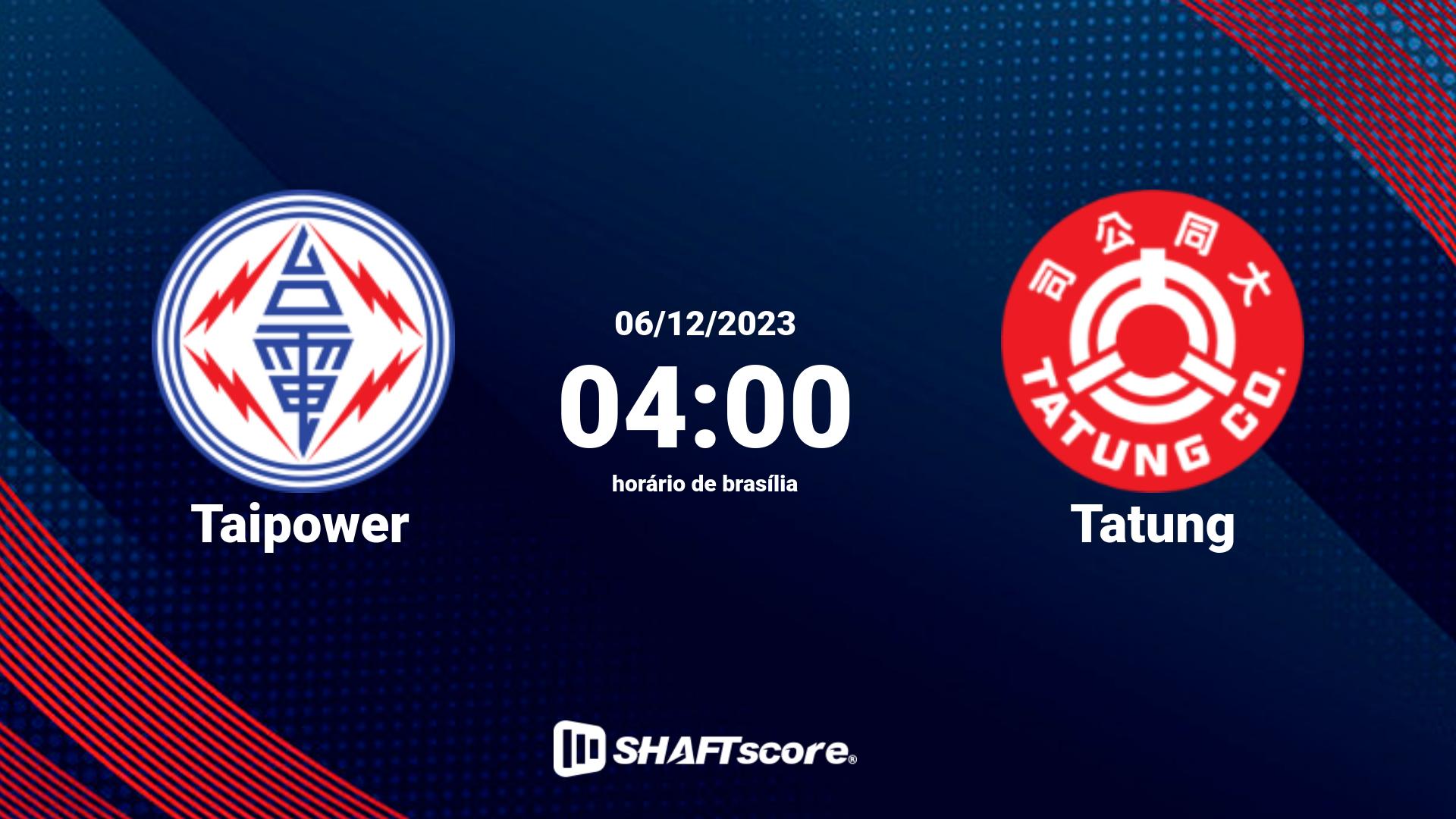 Estatísticas do jogo Taipower vs Tatung 06.12 04:00