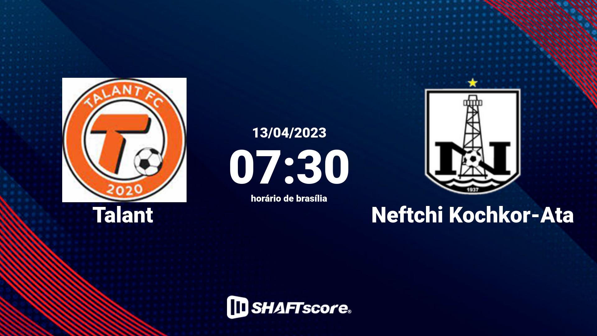 Estatísticas do jogo Talant vs Neftchi Kochkor-Ata 13.04 07:30