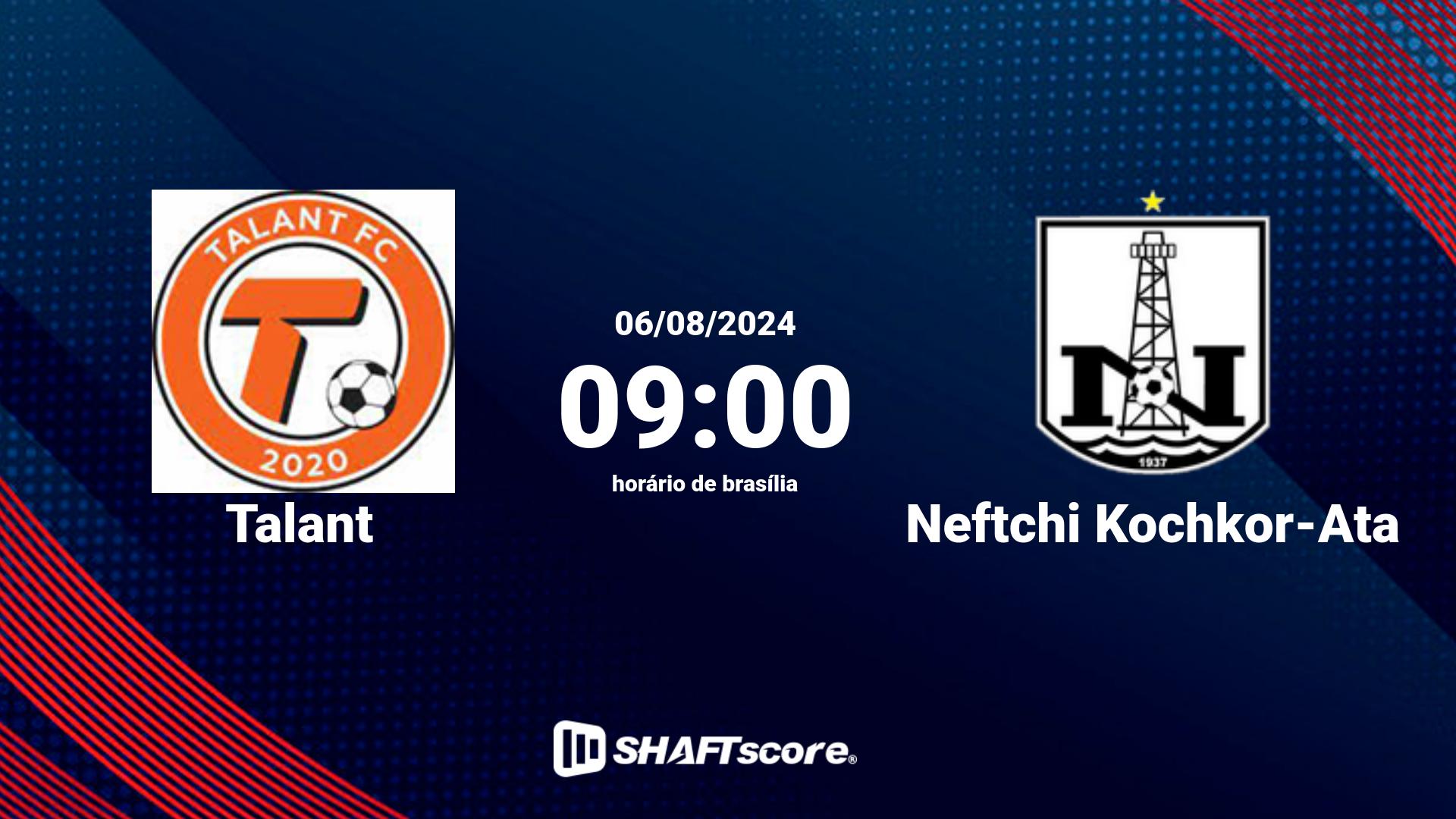 Estatísticas do jogo Talant vs Neftchi Kochkor-Ata 06.08 09:00