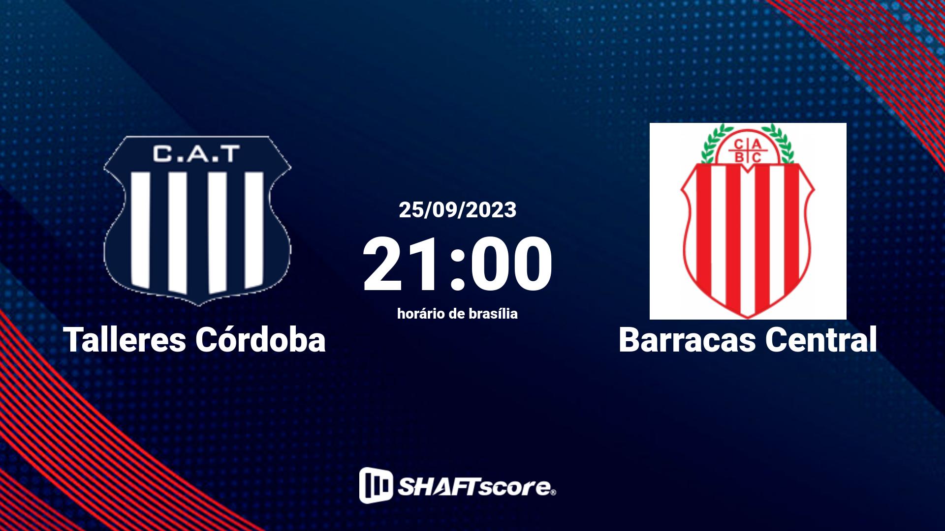 Estatísticas do jogo Talleres Córdoba vs Barracas Central 25.09 21:00