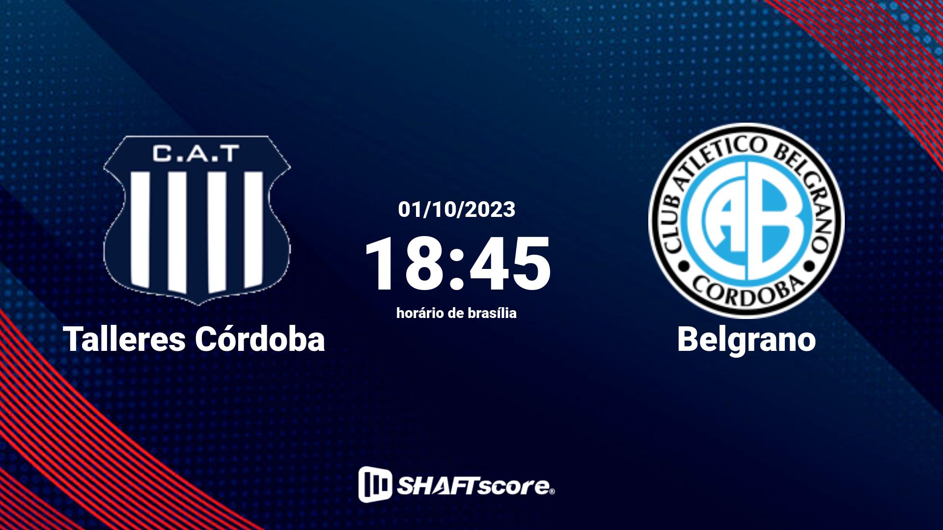 Estatísticas do jogo Talleres Córdoba vs Belgrano 01.10 18:45