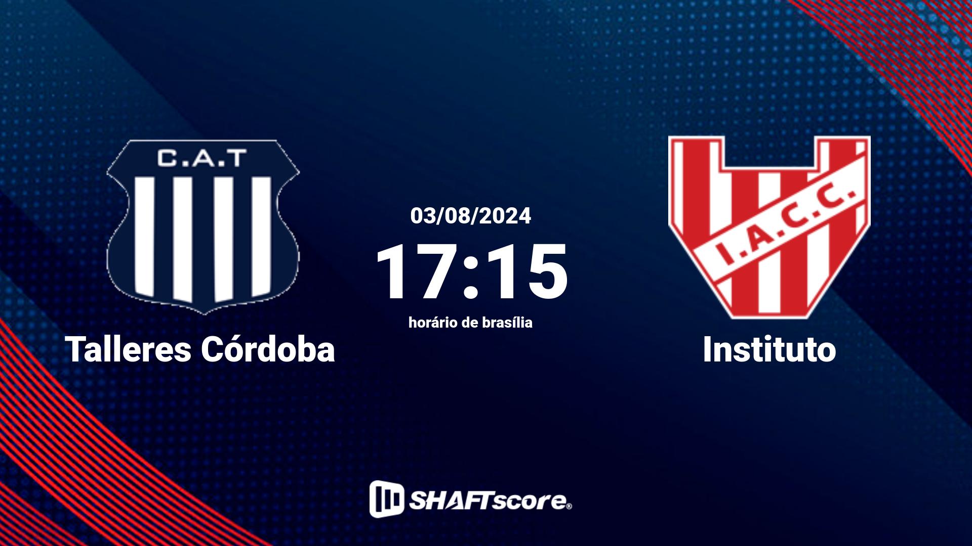 Estatísticas do jogo Talleres Córdoba vs Instituto 03.08 17:15