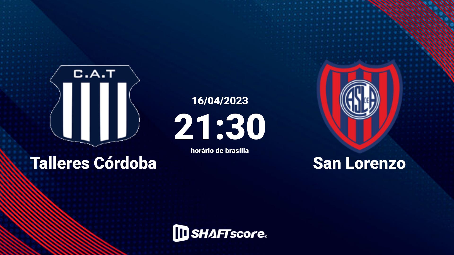 Estatísticas do jogo Talleres Córdoba vs San Lorenzo 16.04 21:30