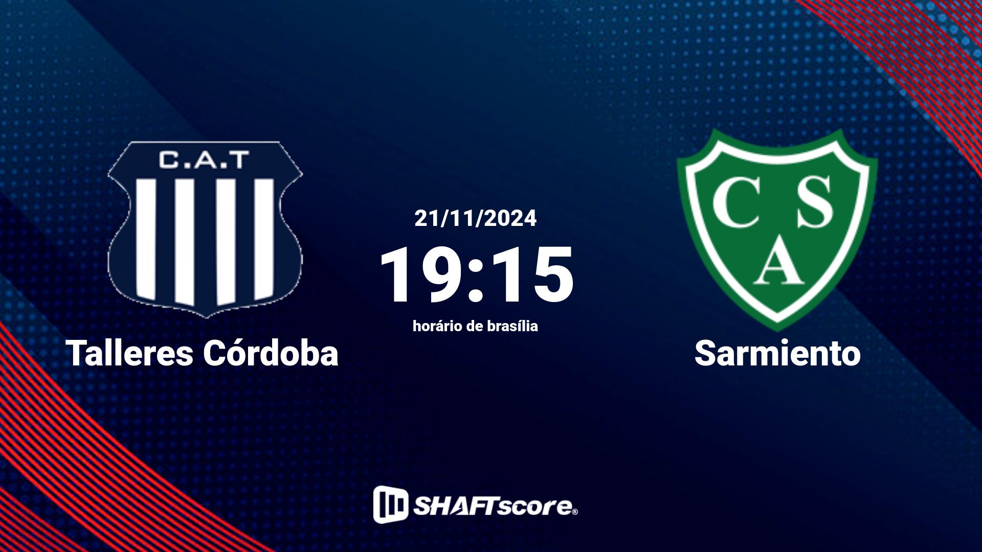 Estatísticas do jogo Talleres Córdoba vs Sarmiento 21.11 19:15