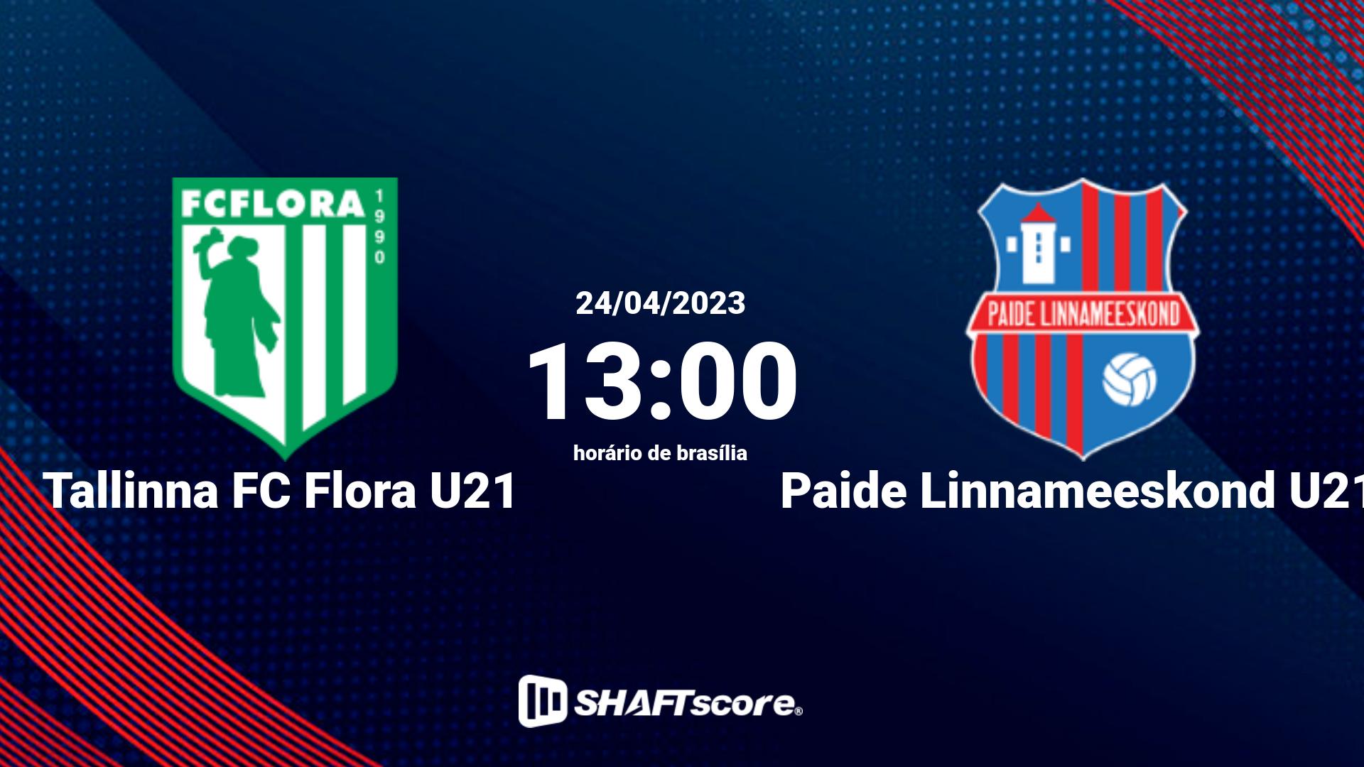 Estatísticas do jogo Tallinna FC Flora U21 vs Paide Linnameeskond U21 24.04 13:00