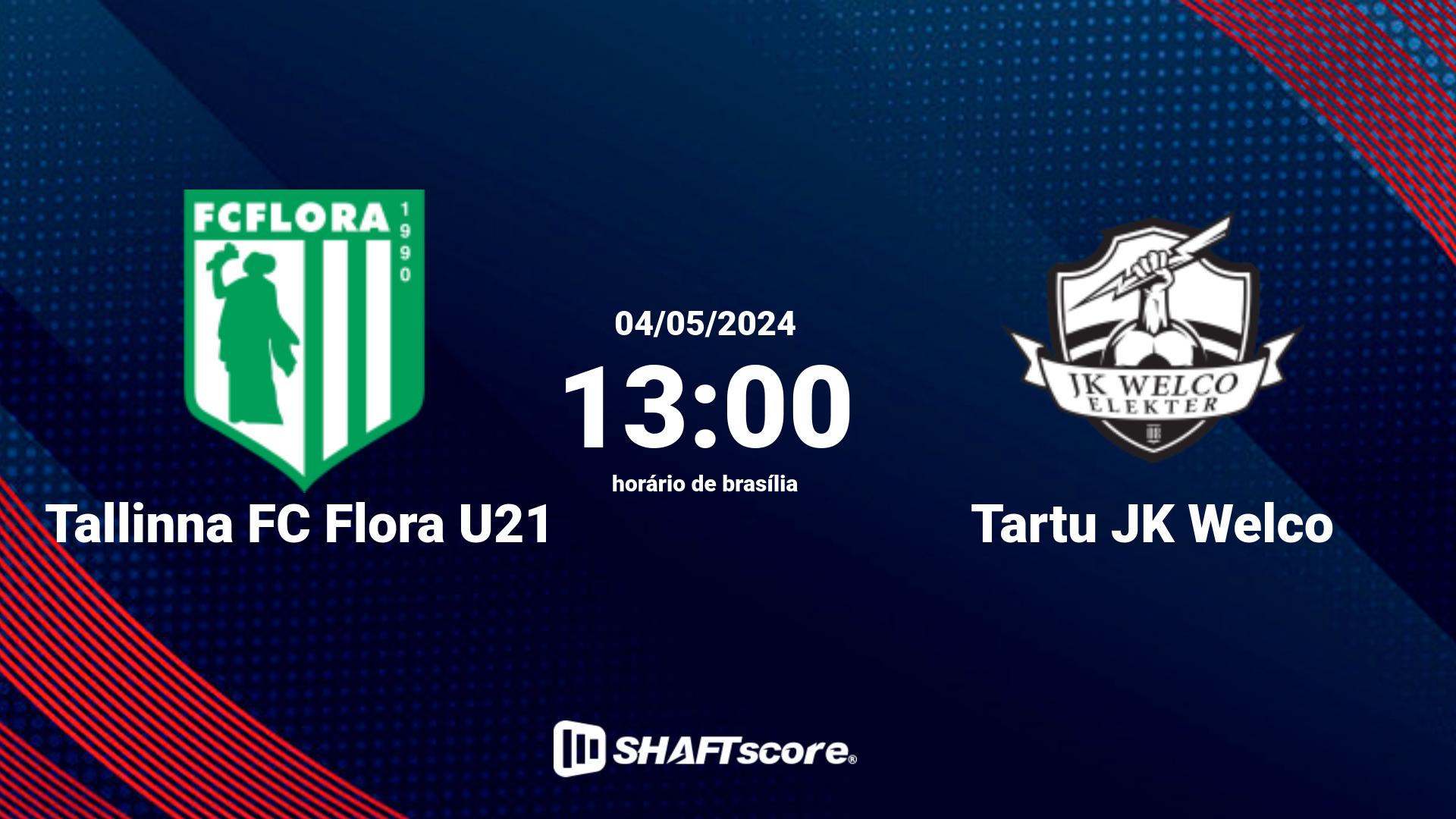 Estatísticas do jogo Tallinna FC Flora U21 vs Tartu JK Welco 04.05 13:00