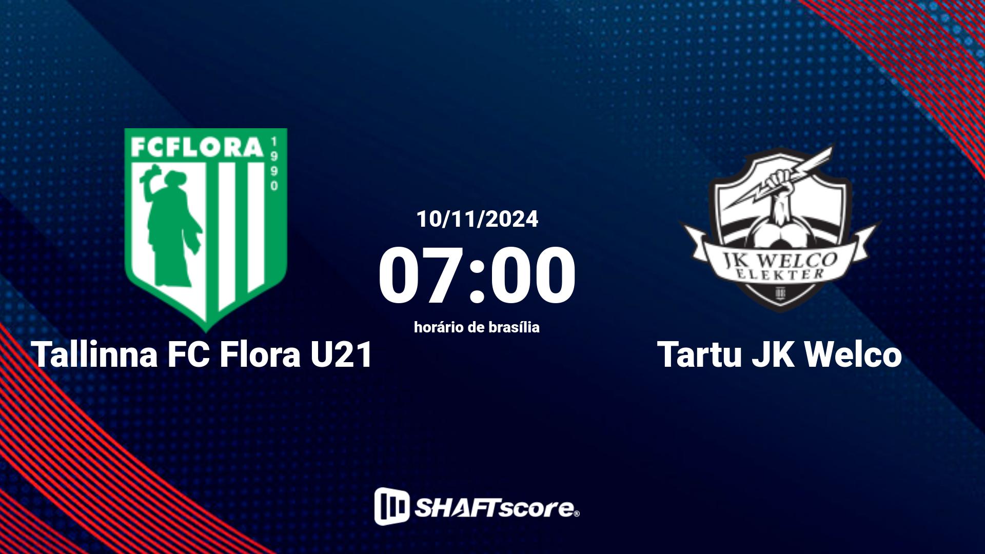 Estatísticas do jogo Tallinna FC Flora U21 vs Tartu JK Welco 10.11 07:00