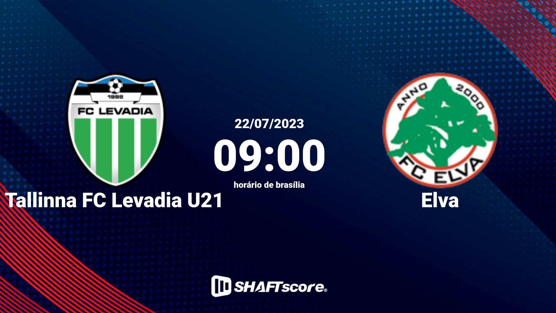 Estatísticas do jogo Tallinna FC Levadia U21 vs Elva 22.07 09:00