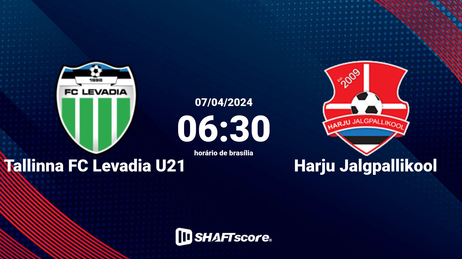 Estatísticas do jogo Tallinna FC Levadia U21 vs Harju Jalgpallikool 07.04 06:30