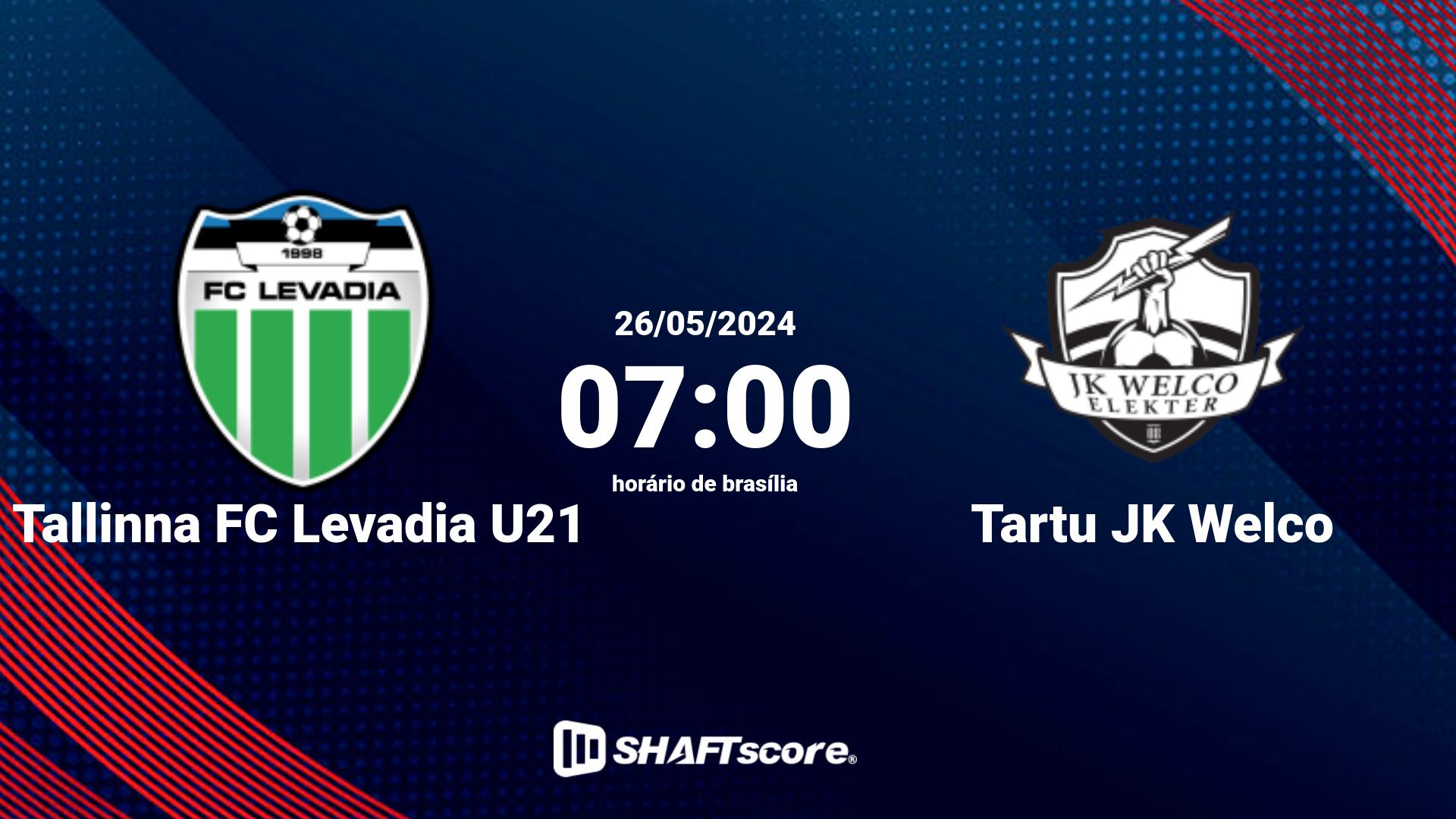 Estatísticas do jogo Tallinna FC Levadia U21 vs Tartu JK Welco 26.05 07:00