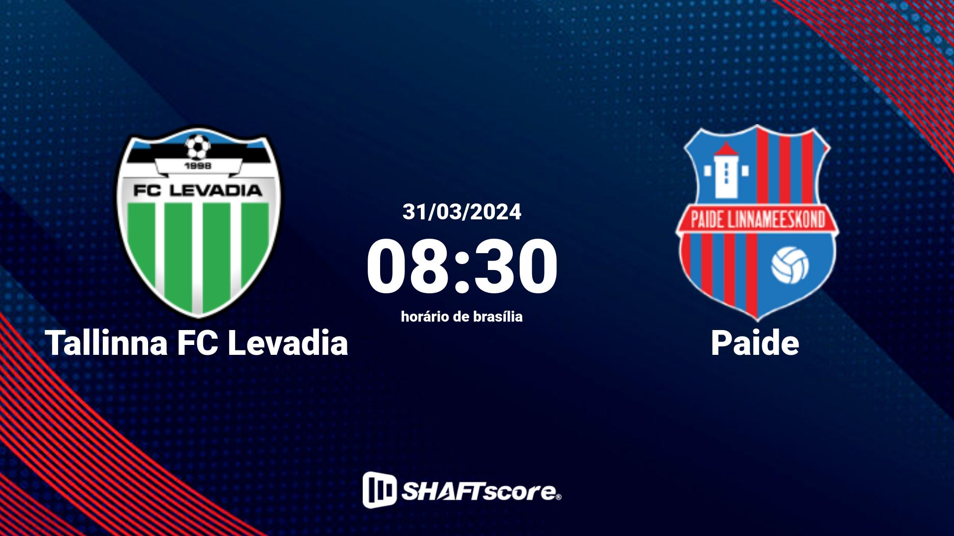 Estatísticas do jogo Tallinna FC Levadia vs Paide 31.03 08:30