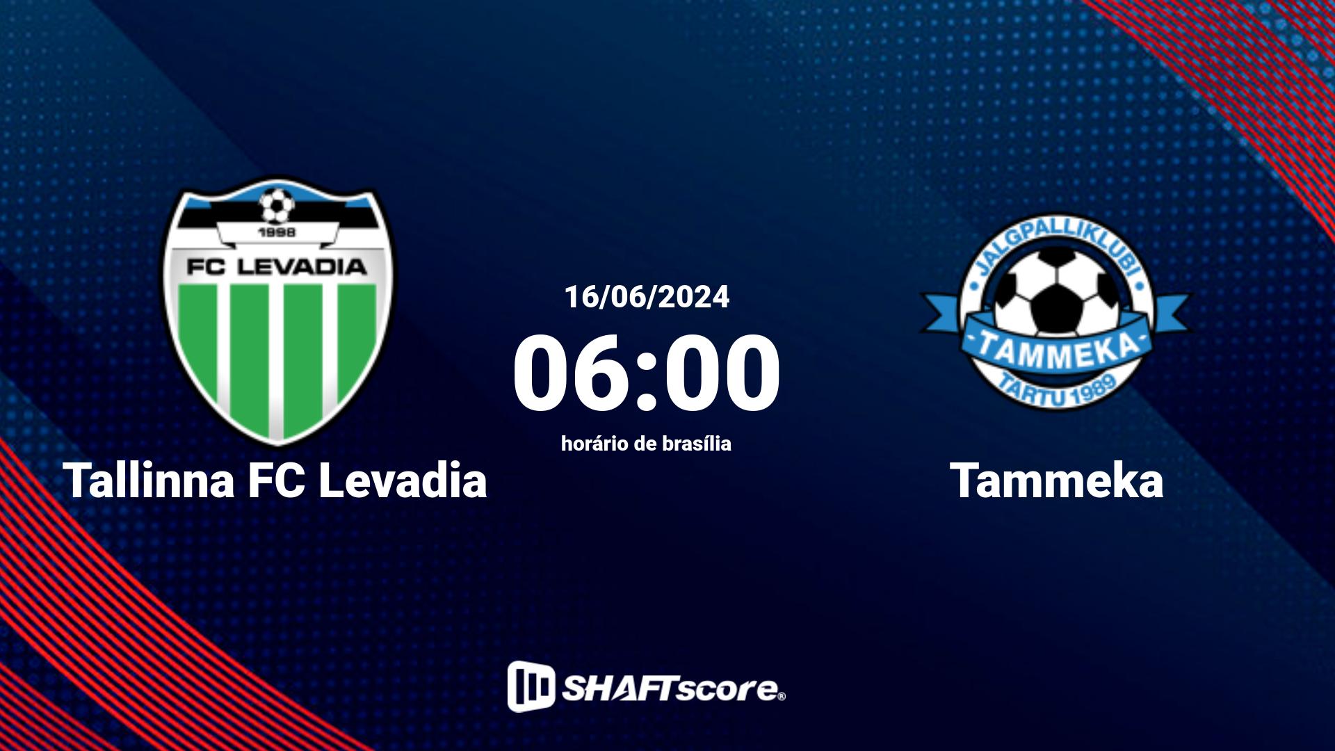 Estatísticas do jogo Tallinna FC Levadia vs Tammeka 16.06 06:00