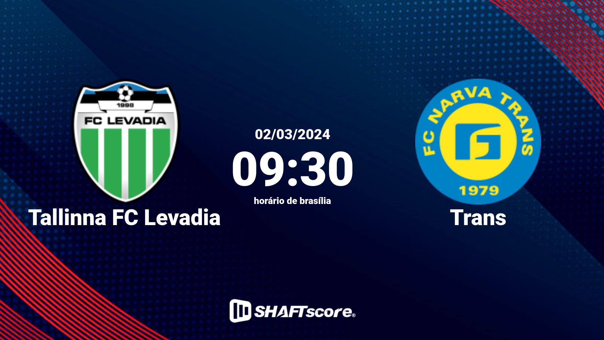 Estatísticas do jogo Tallinna FC Levadia vs Trans 02.03 09:30