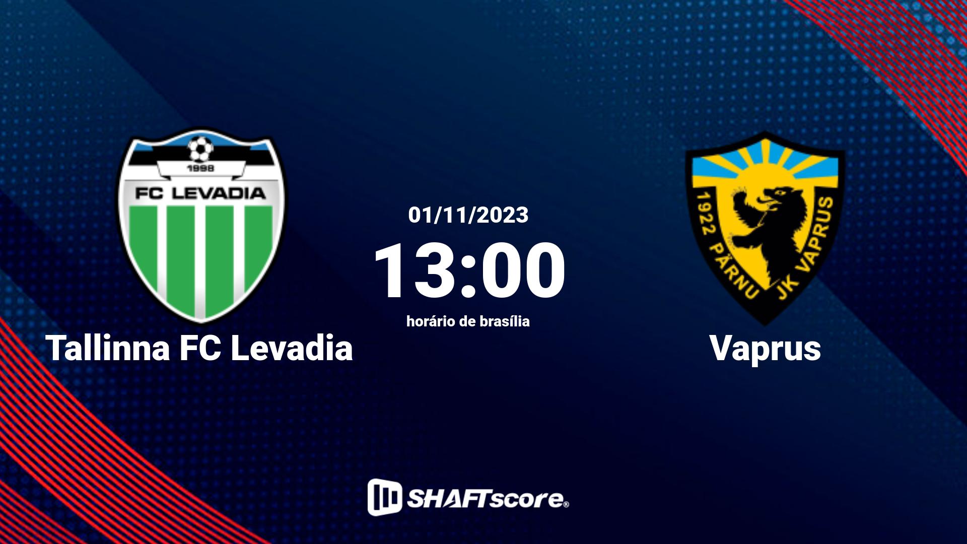 Estatísticas do jogo Tallinna FC Levadia vs Vaprus 01.11 13:00