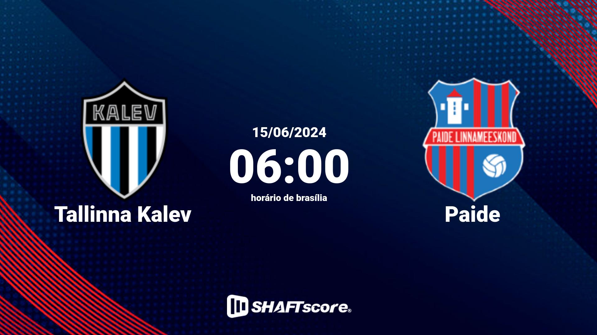 Estatísticas do jogo Tallinna Kalev vs Paide 15.06 06:00