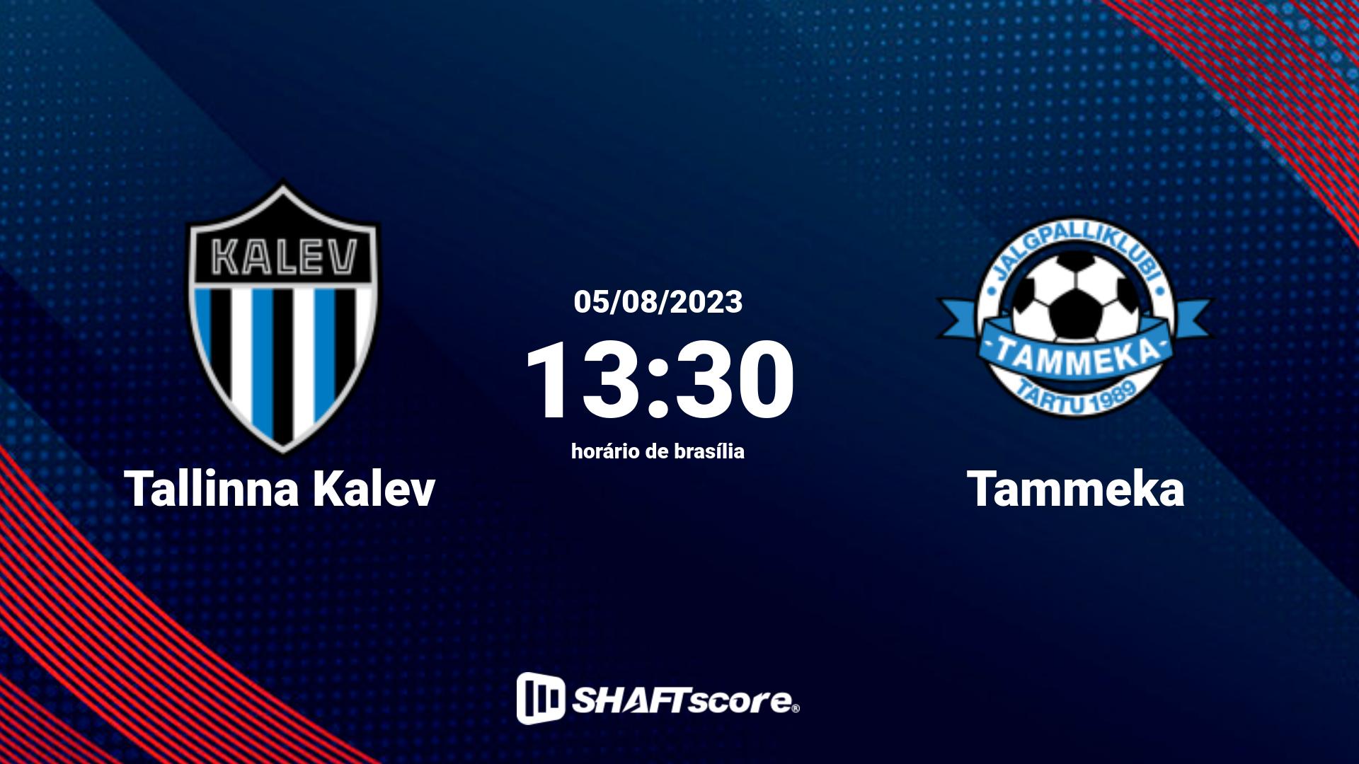 Estatísticas do jogo Tallinna Kalev vs Tammeka 05.08 13:30