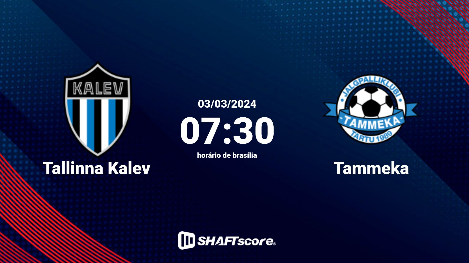 Estatísticas do jogo Tallinna Kalev vs Tammeka 03.03 07:30