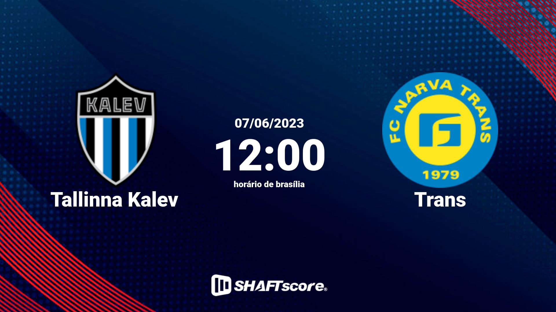 Estatísticas do jogo Tallinna Kalev vs Trans 07.06 12:00