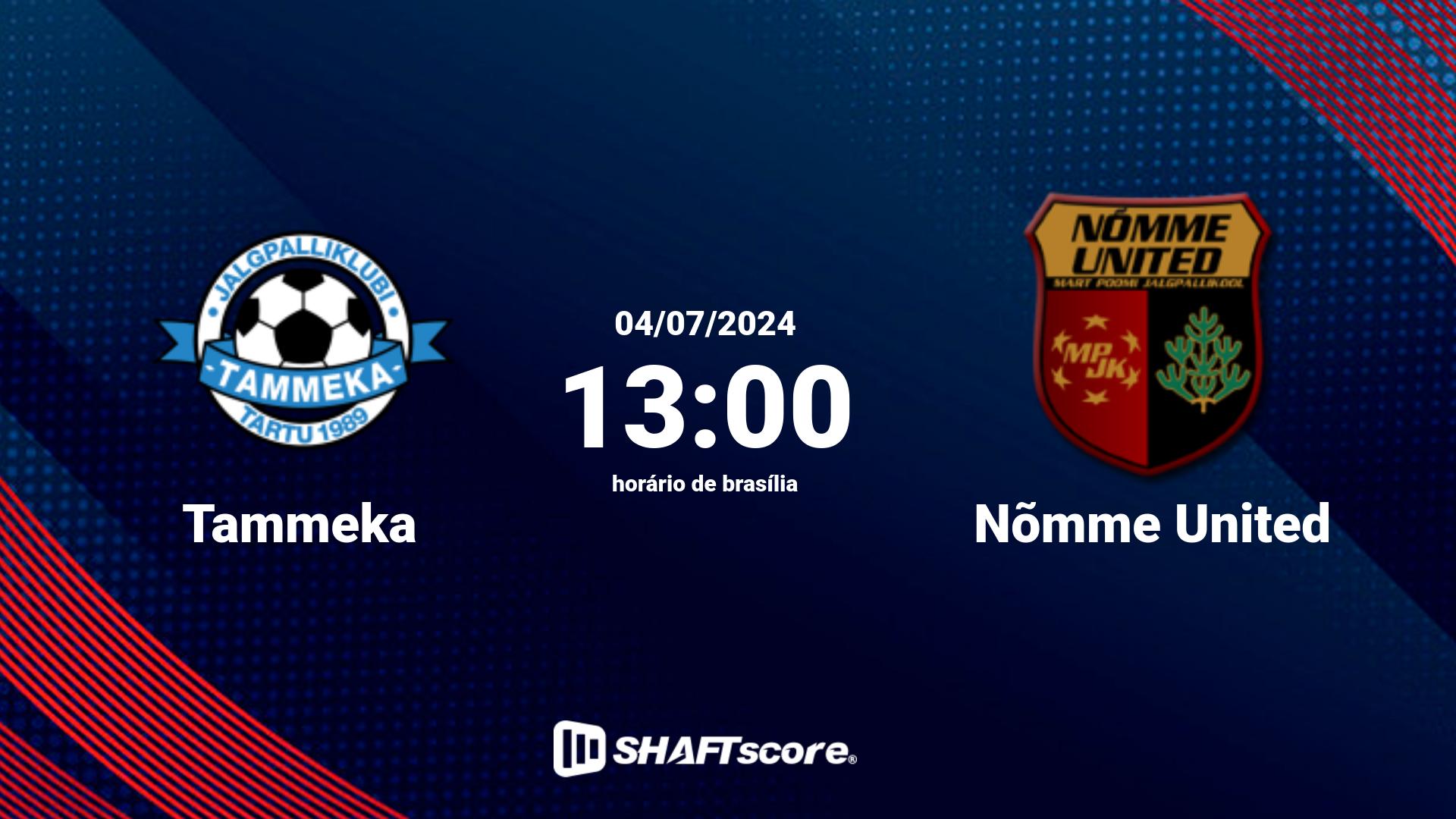 Estatísticas do jogo Tammeka vs Nõmme United 04.07 13:00