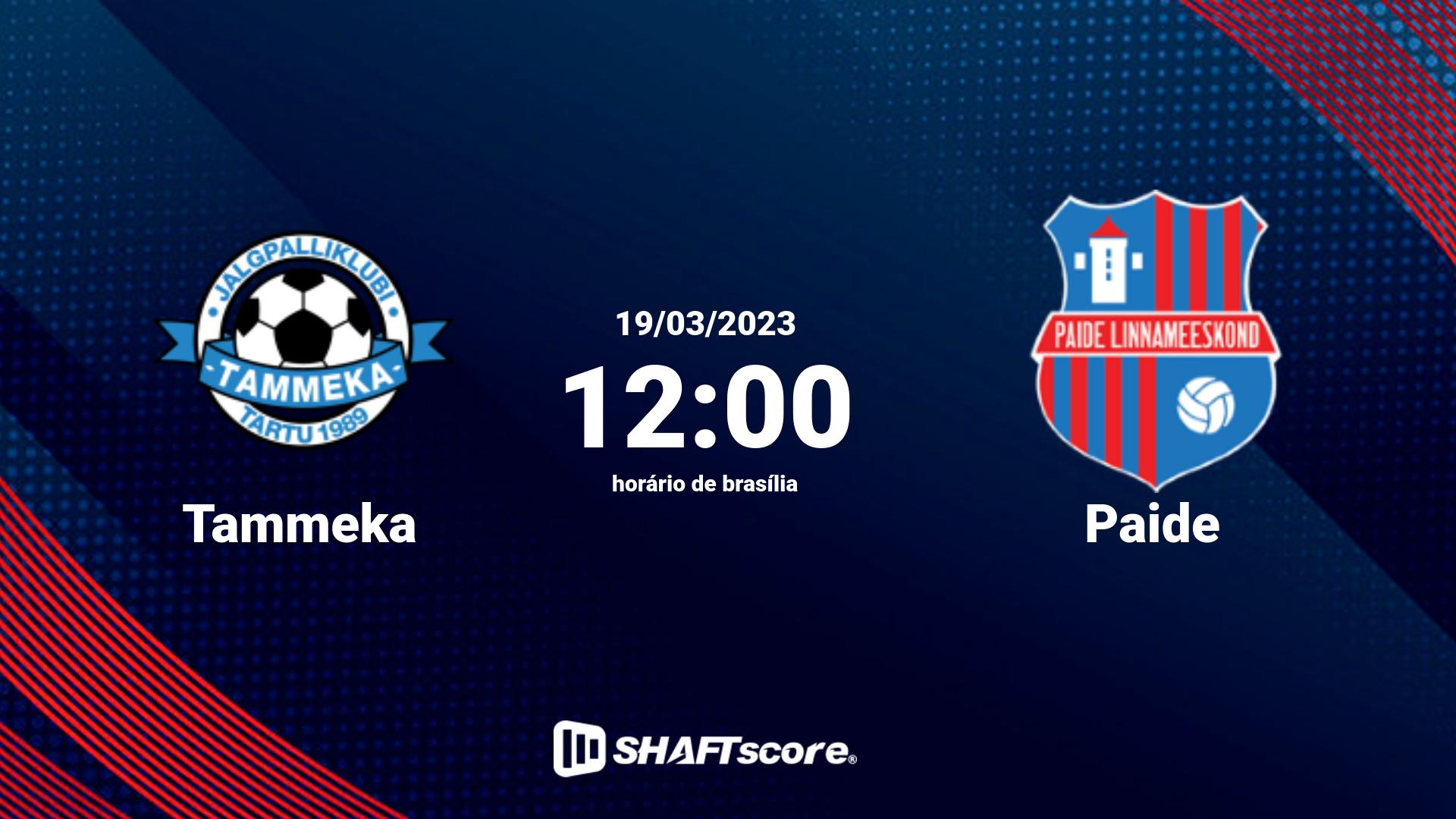 Estatísticas do jogo Tammeka vs Paide 19.03 12:00