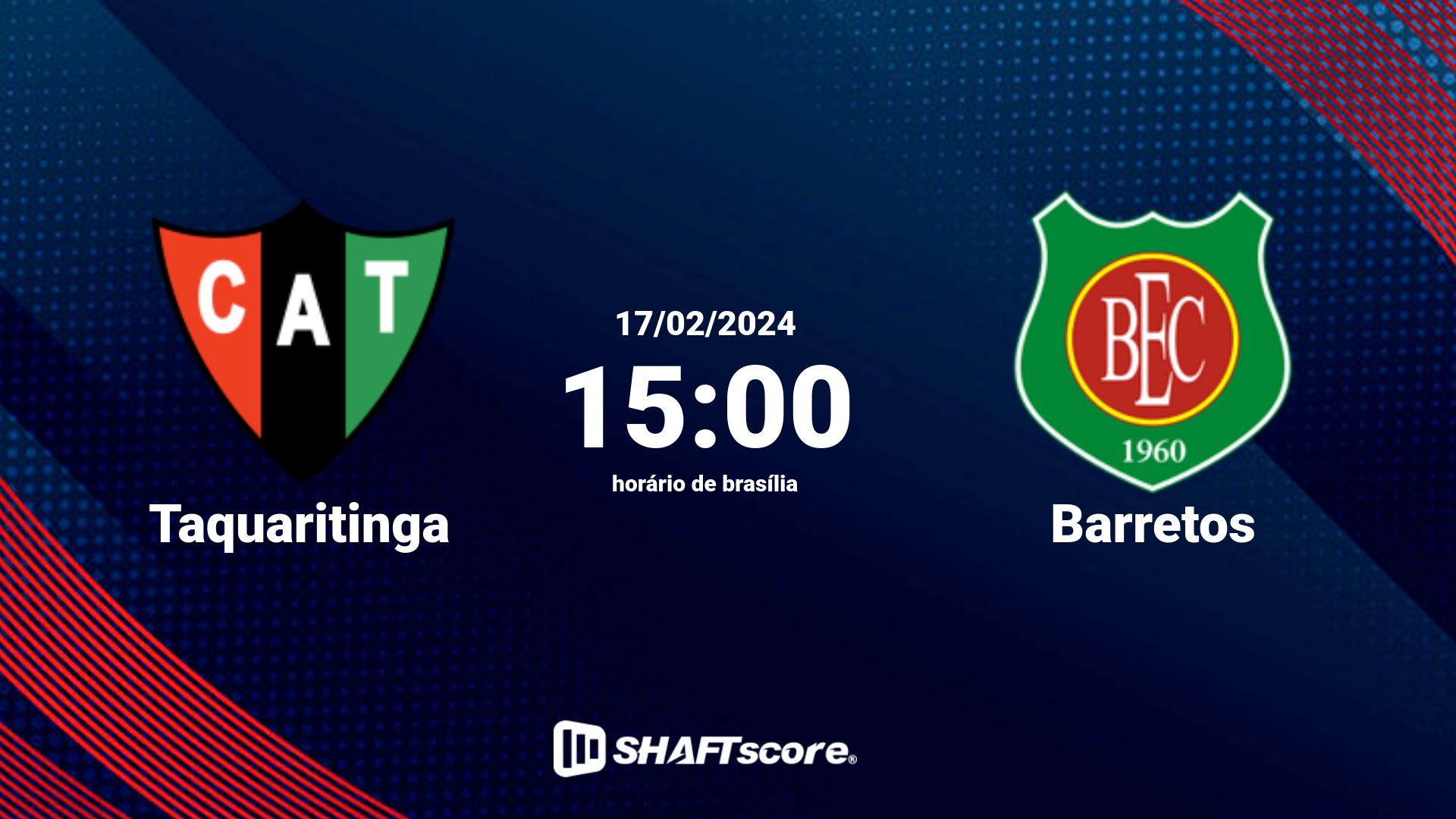 Estatísticas do jogo Taquaritinga vs Barretos 17.02 15:00