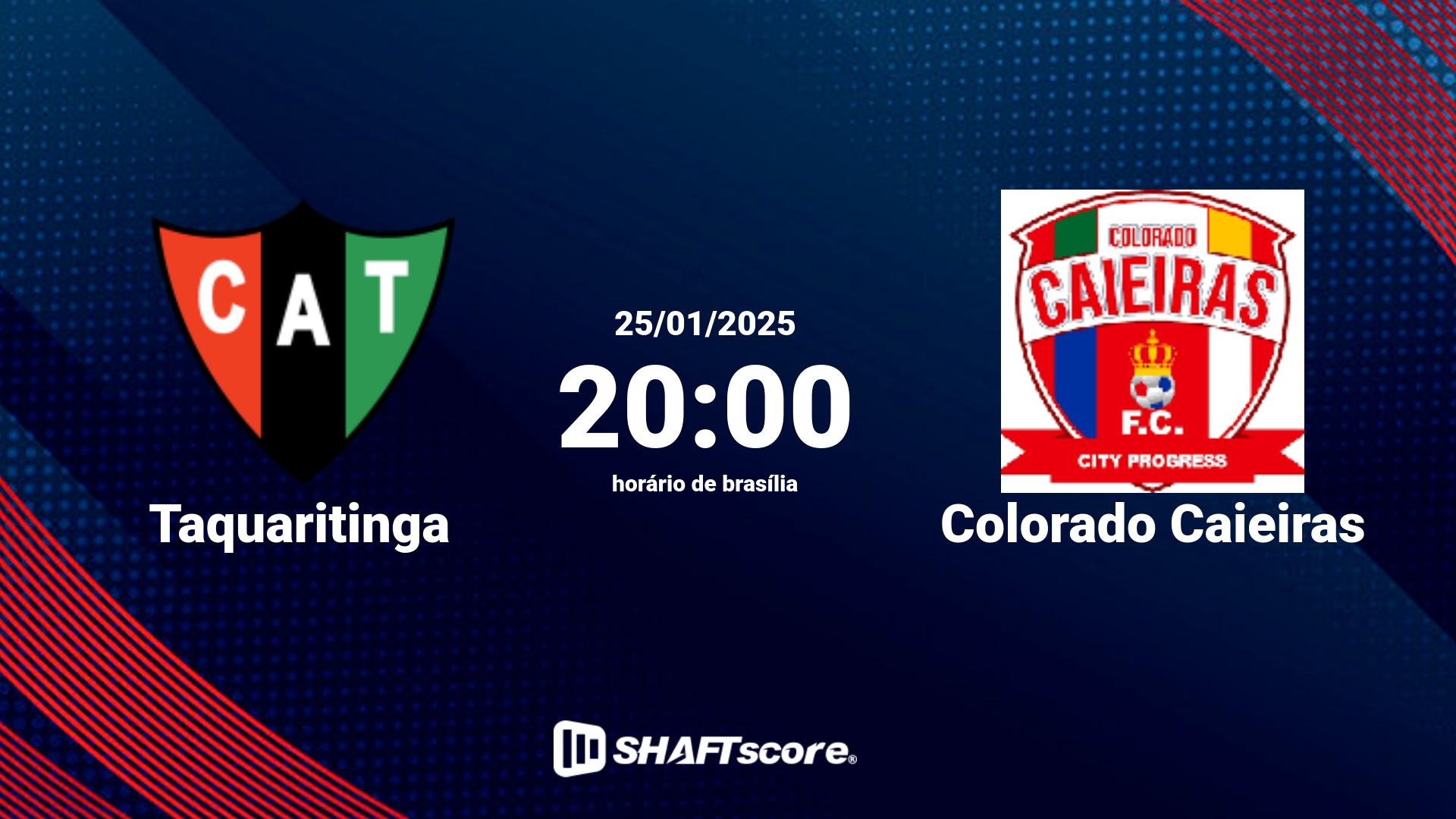 Estatísticas do jogo Taquaritinga vs Colorado Caieiras 25.01 20:00