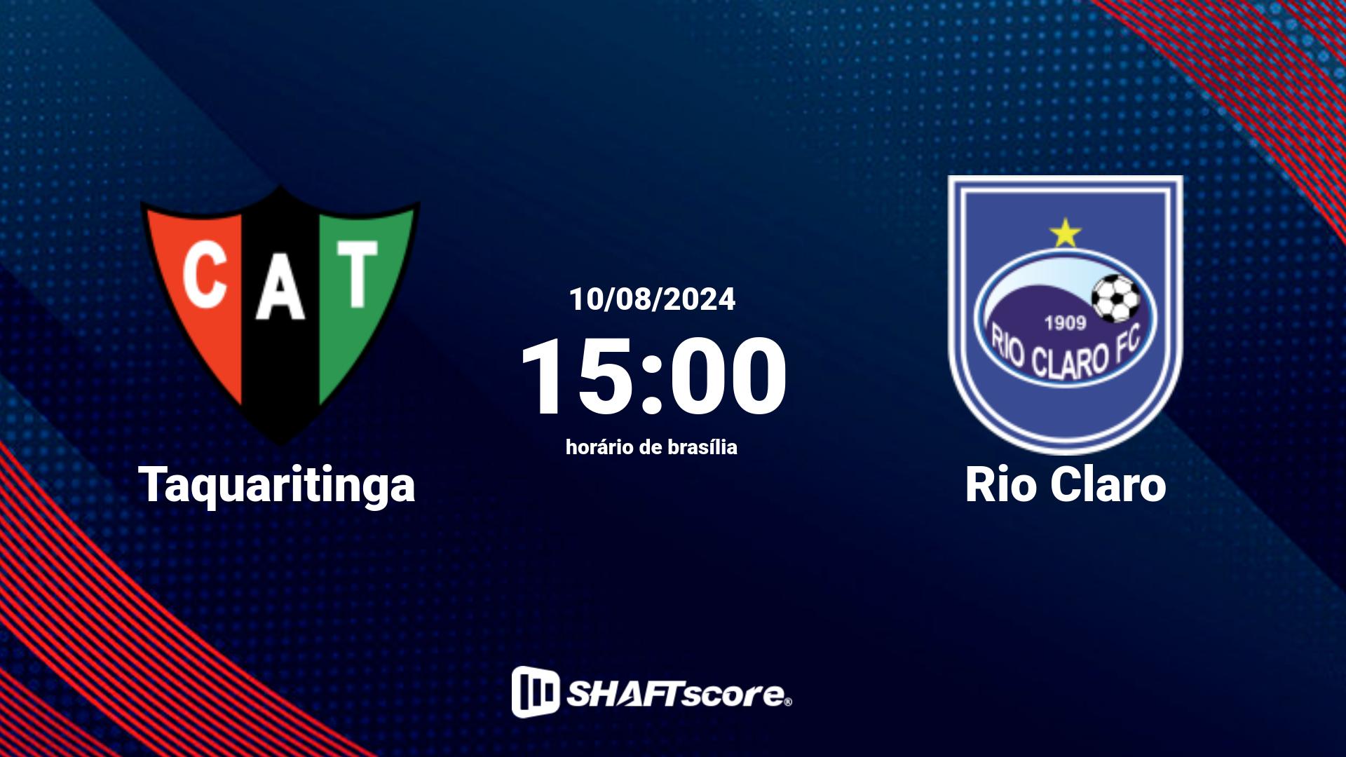 Estatísticas do jogo Taquaritinga vs Rio Claro 10.08 15:00