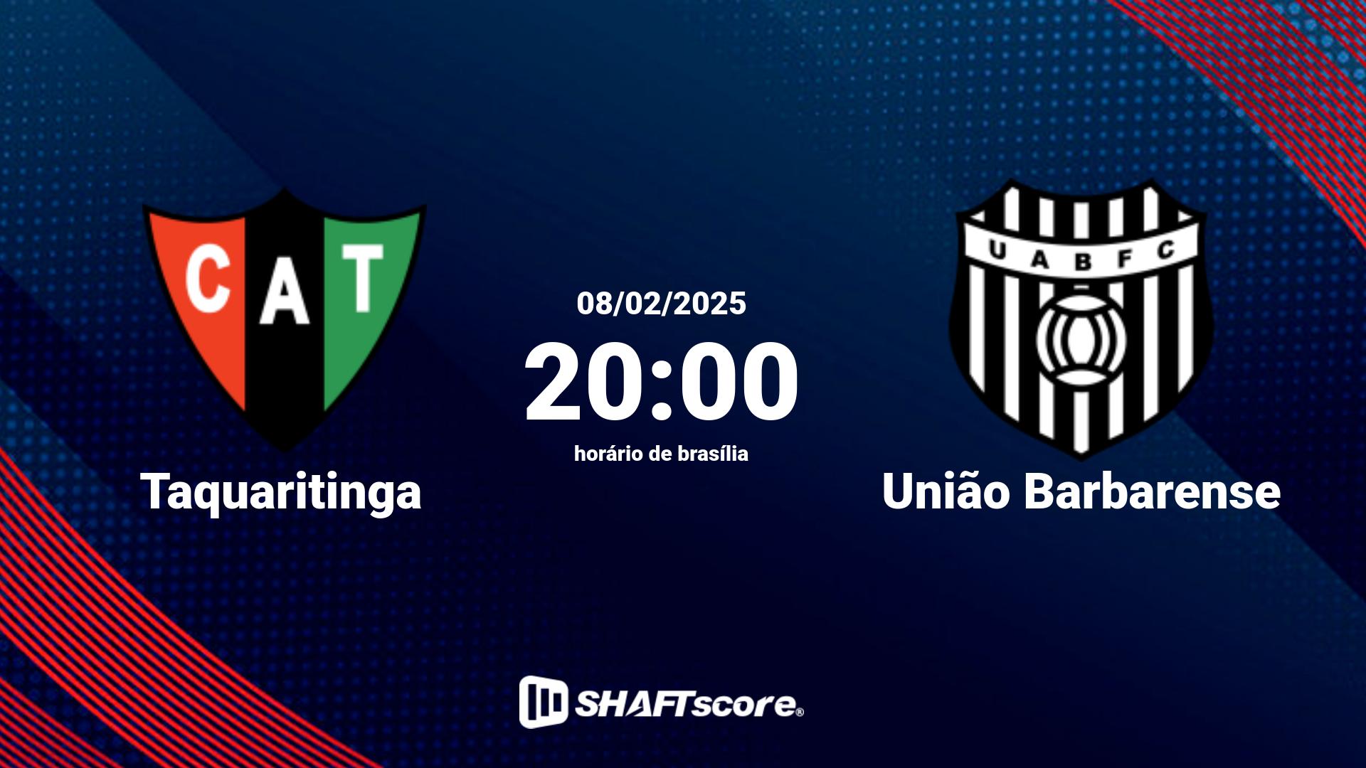 Estatísticas do jogo Taquaritinga vs União Barbarense 08.02 20:00