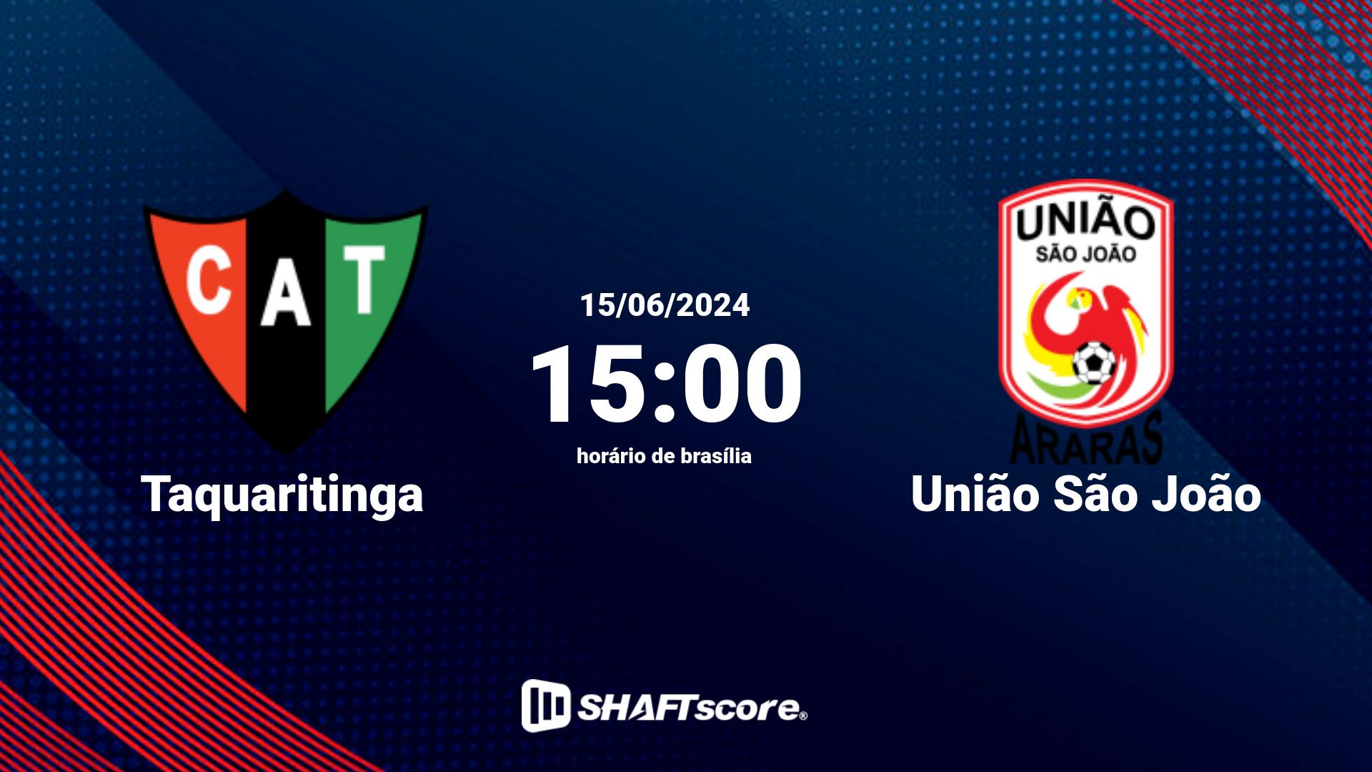 Estatísticas do jogo Taquaritinga vs União São João 15.06 15:00