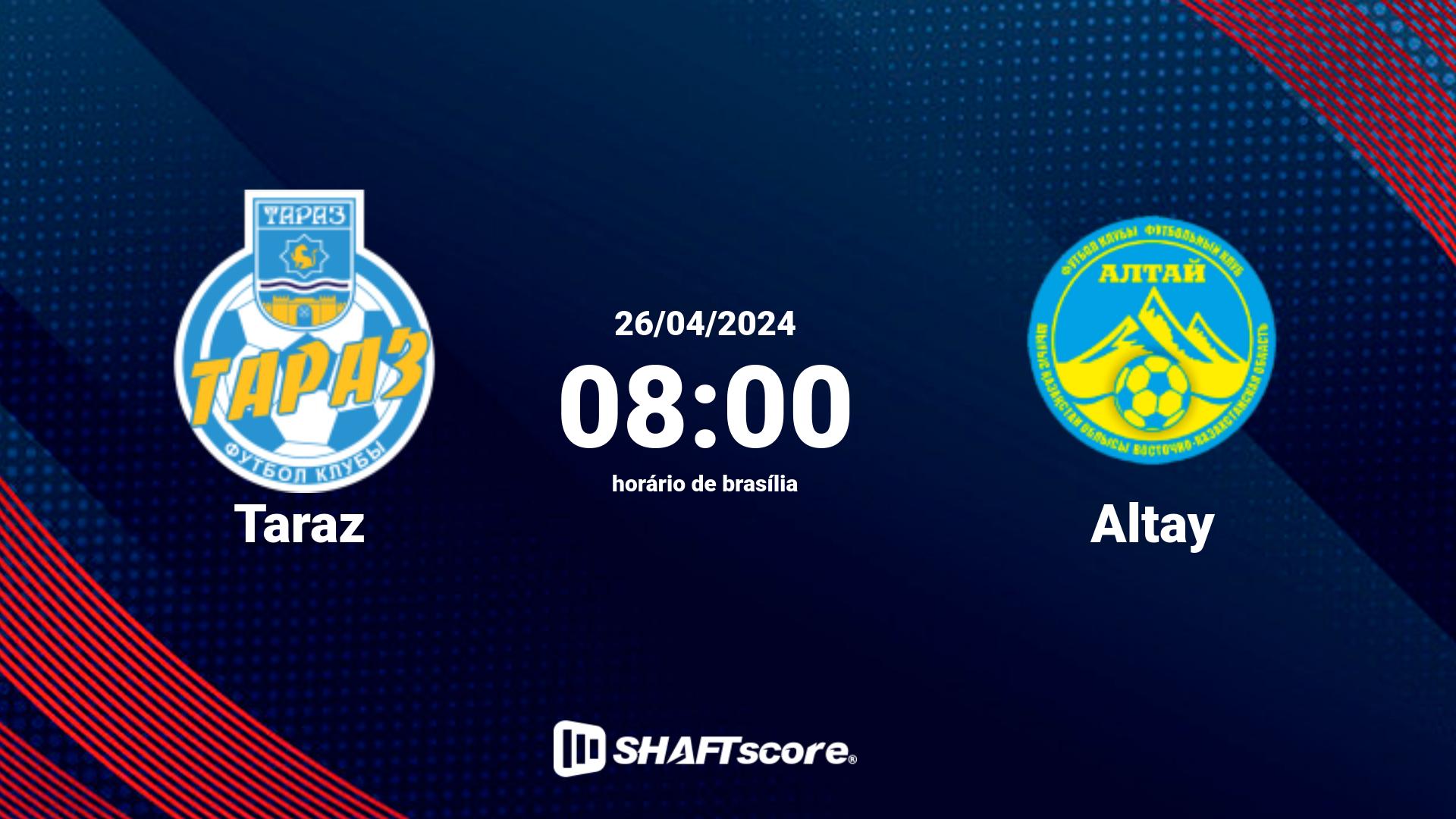 Estatísticas do jogo Taraz vs Altay 26.04 08:00