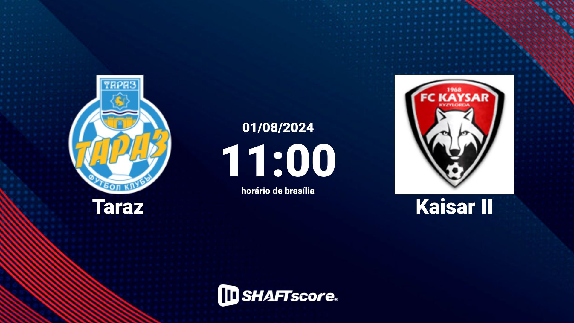 Estatísticas do jogo Taraz vs Kaisar II 01.08 11:00